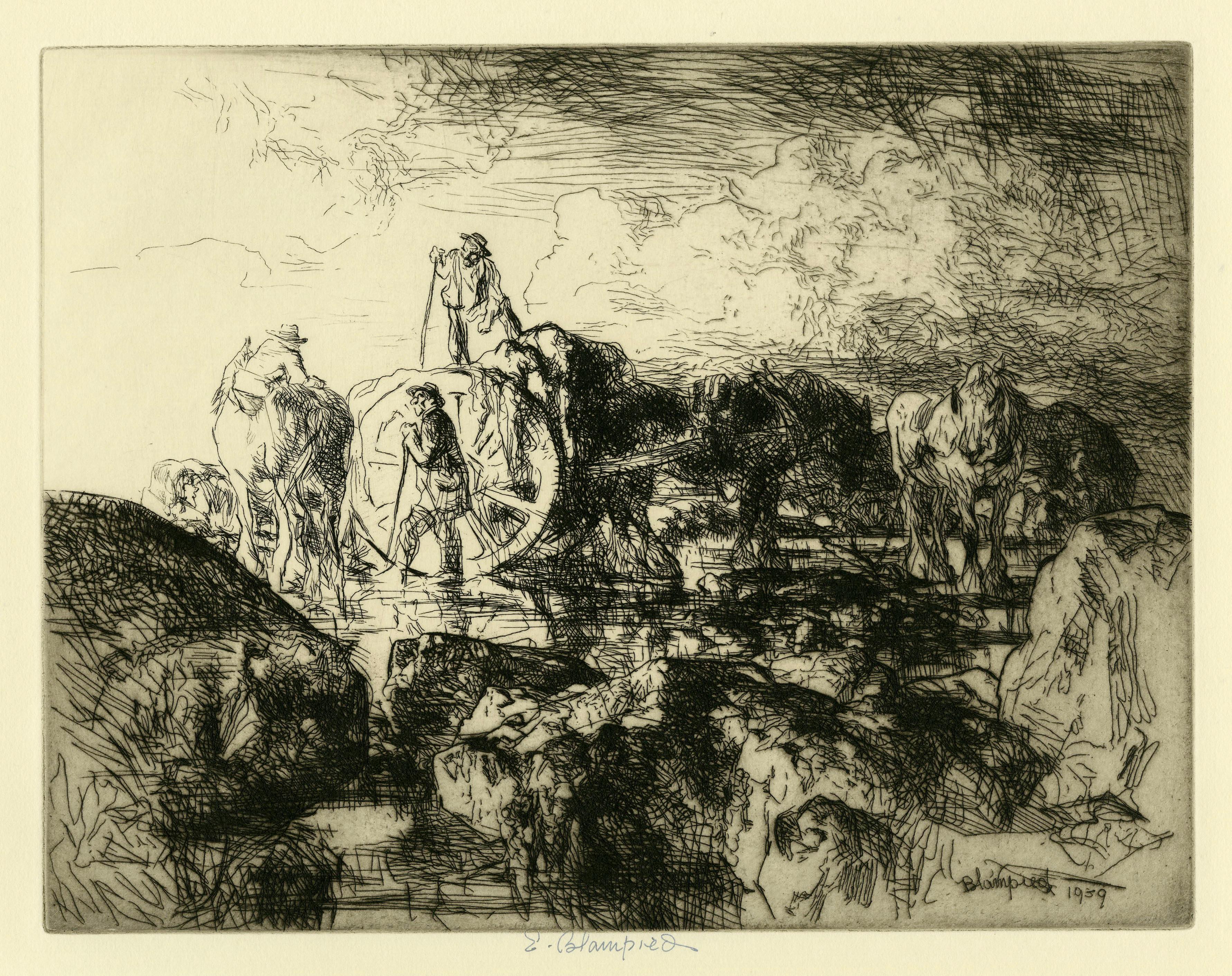 Edmund Blampied Animal Print - A Jersey Vraic Cart