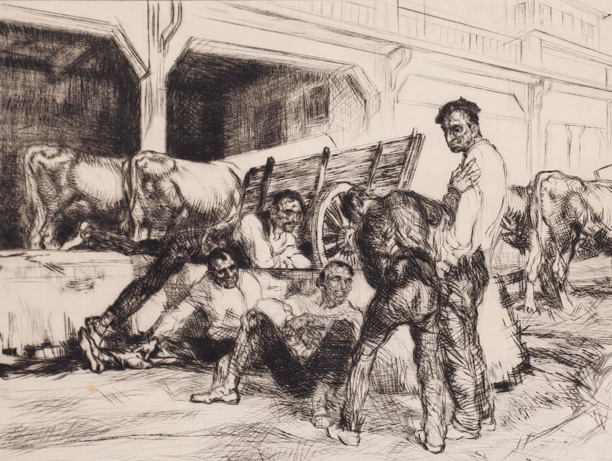 Edmund Blampied (1886-1966) - 1927 Etching, Lunchtime in San Sebastian For Sale 1