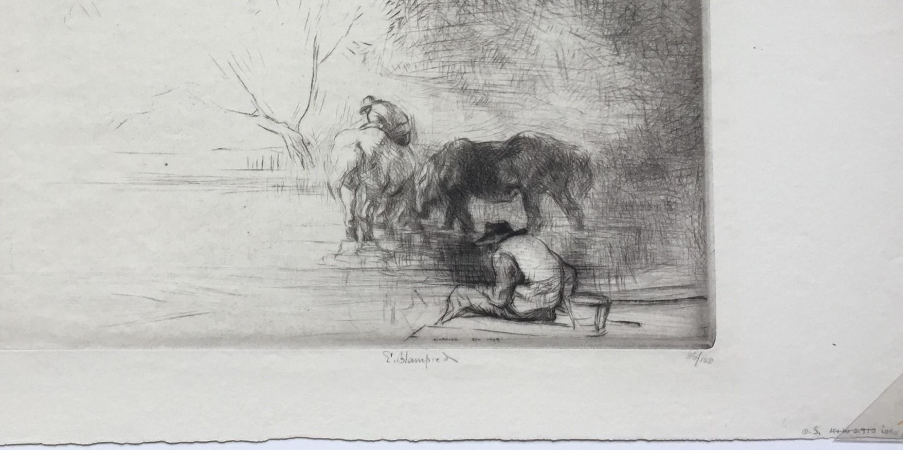 Mañana brumosa. - Landscape Print Gris de Edmund Blampied