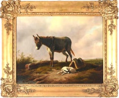 XIXe siècle Âne et chien dans un paysage, huile, EDMUND BRISTOW (cercle de)