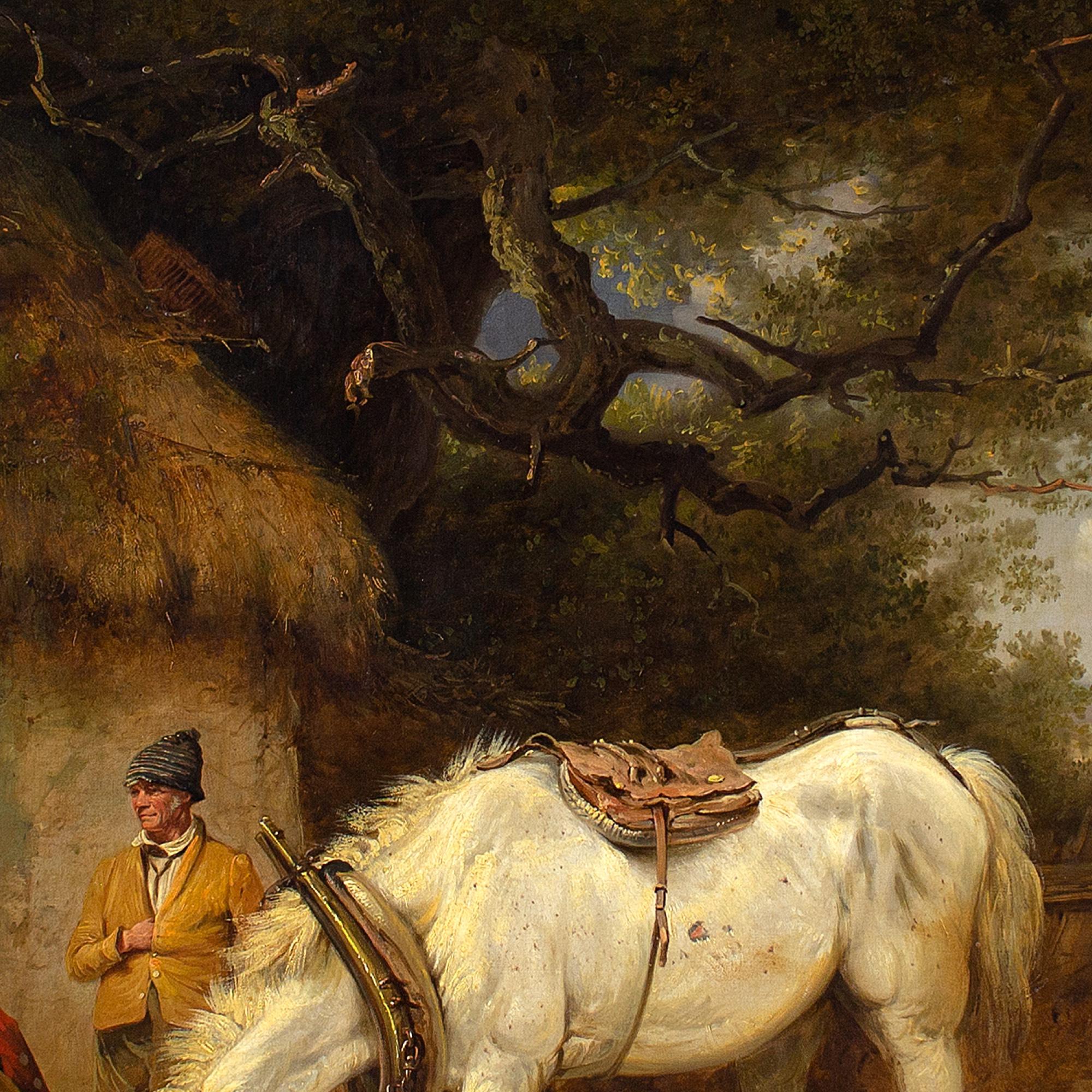 Edmund Bristow, Farmyard With White Mare, Oil Painting For Sale 7