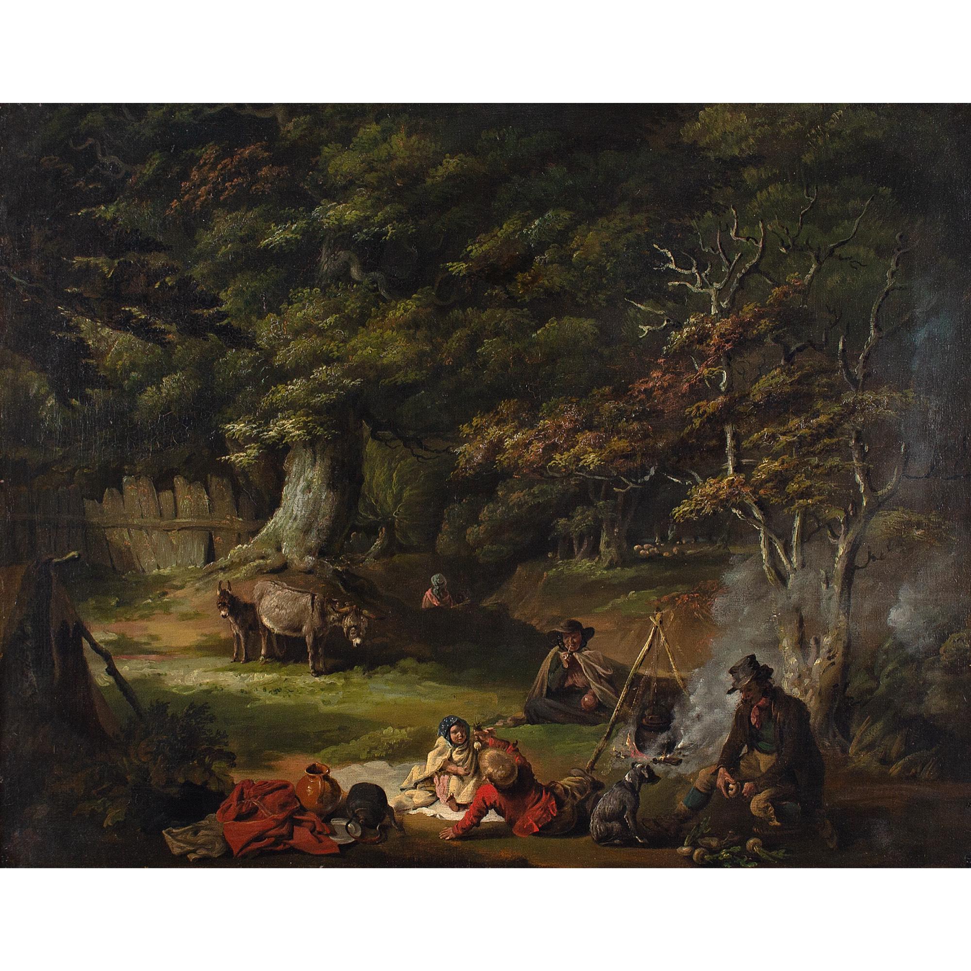 Edmund Bristow, Travellers In A Wood, Oil Painting  1