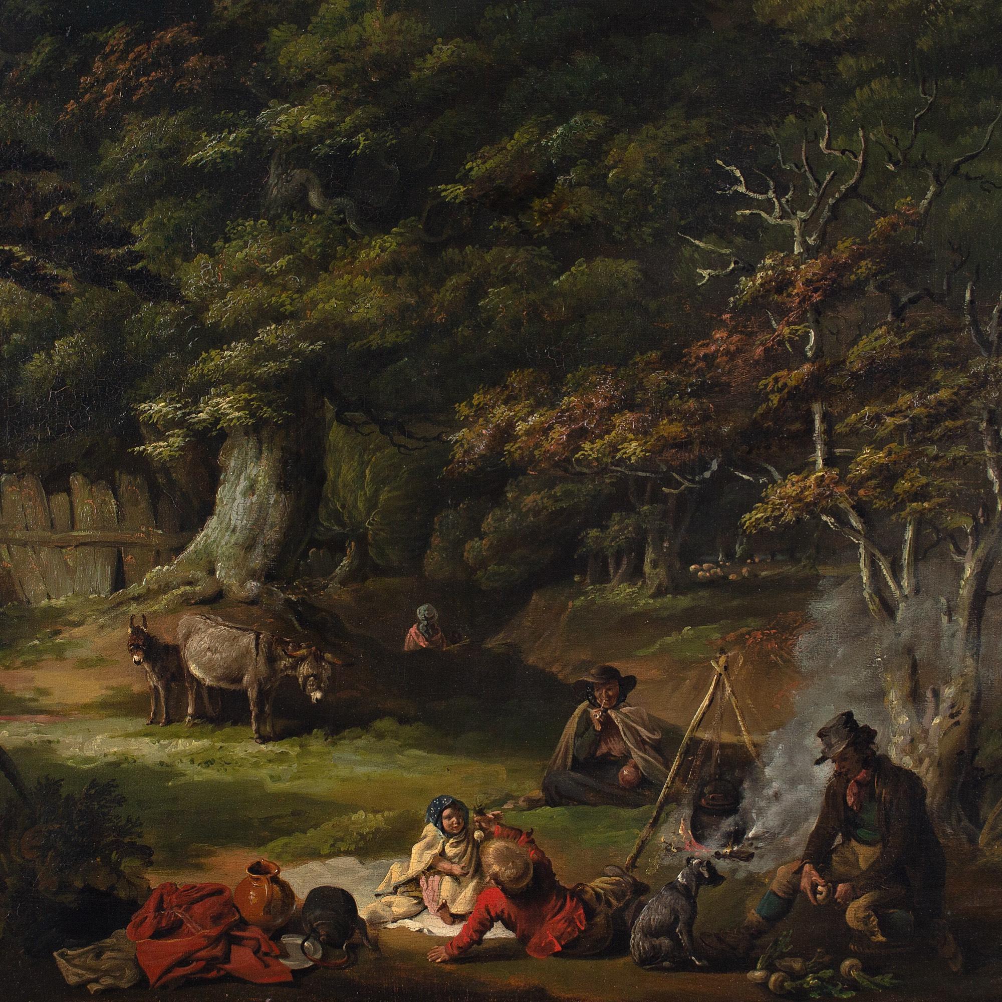 Edmund Bristow, Travellers In A Wood, Oil Painting  4