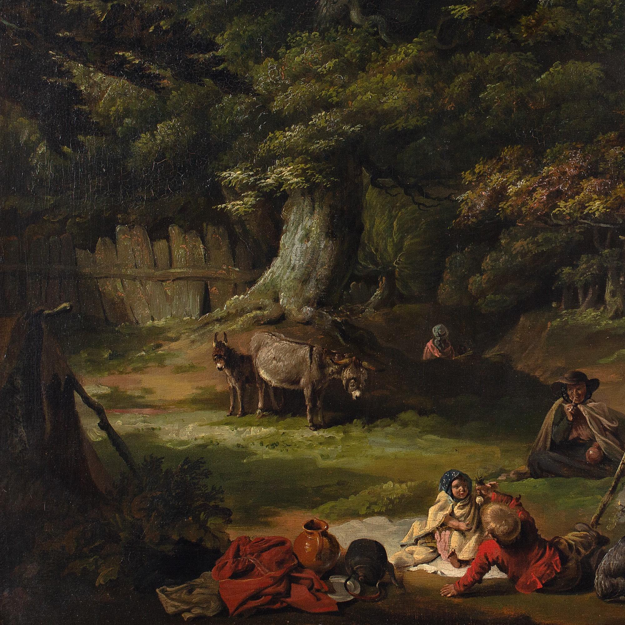 Edmund Bristow, Travellers In A Wood, Oil Painting  6