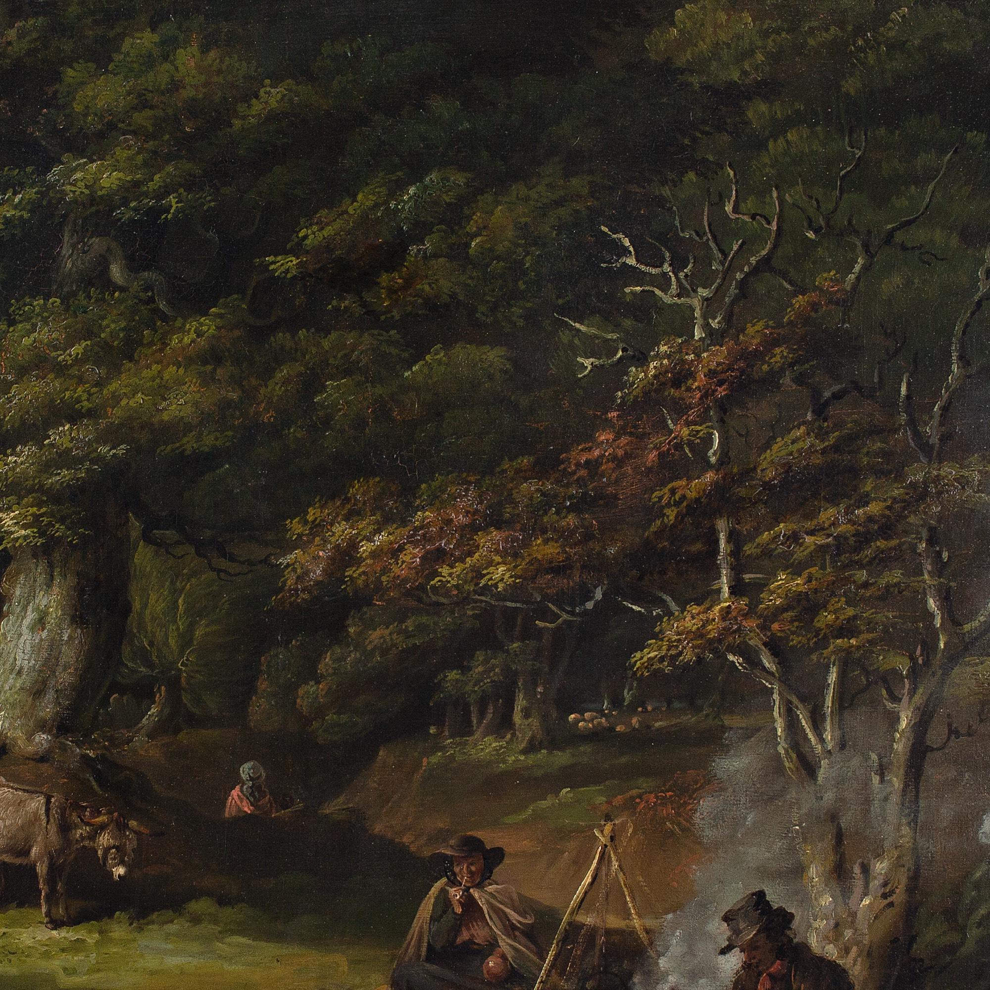 Edmund Bristow, Travellers In A Wood, Oil Painting  7