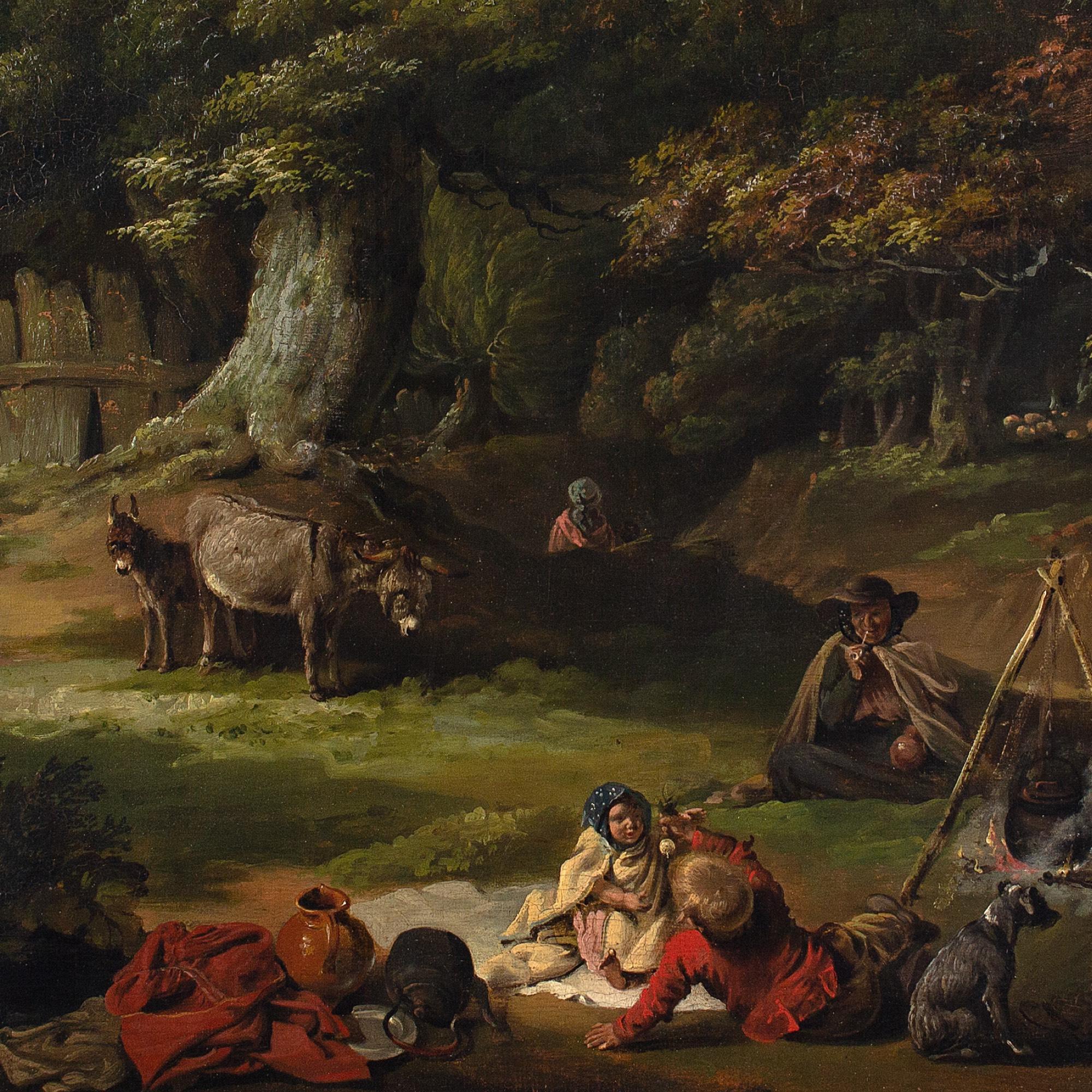 Edmund Bristow, Travellers In A Wood, Oil Painting  8
