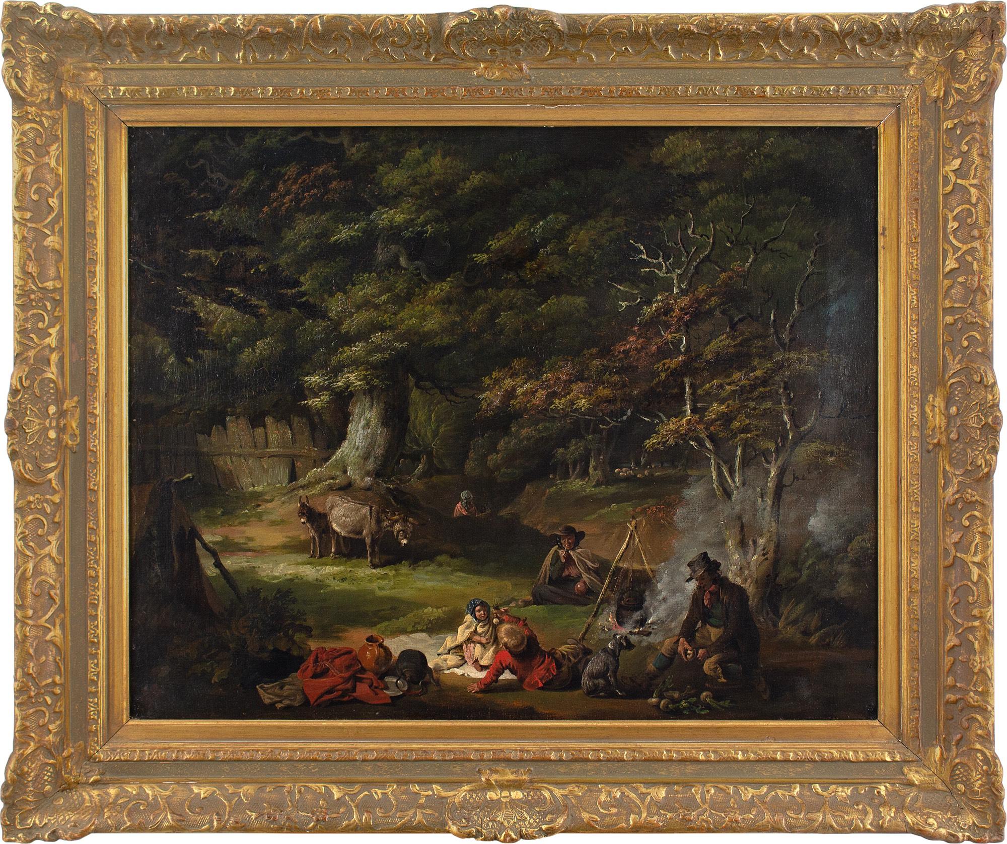 This mid-19th-century oil painting by British artist Edmund Bristow (1787-1876) depicts a travelling family within a woodland setting.

Bristow was an extraordinary talent yet, due to his stubborn independence, he died in relative obscurity. His