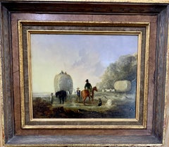 English 19th century landscape, men harvesting, horses, in an English Summer