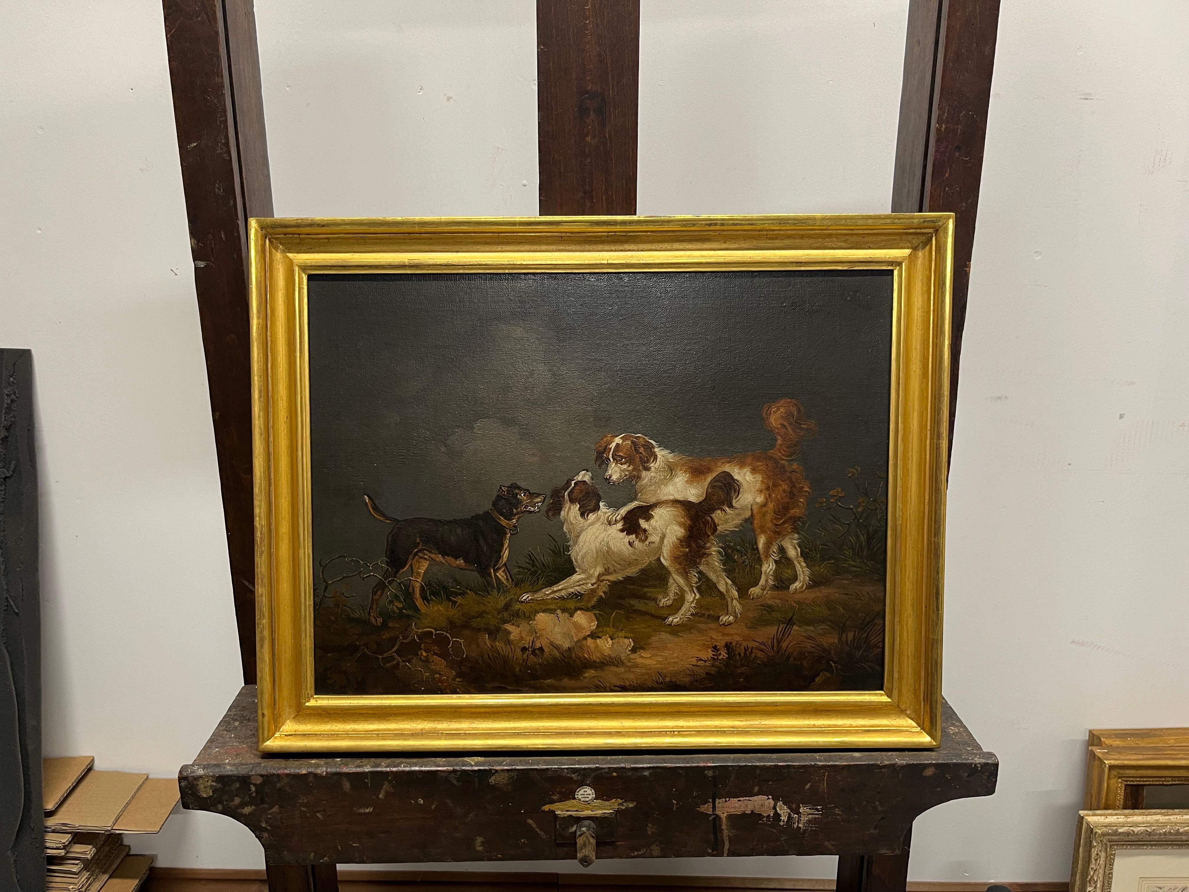 Spaniels and a terrier in a landscape 1