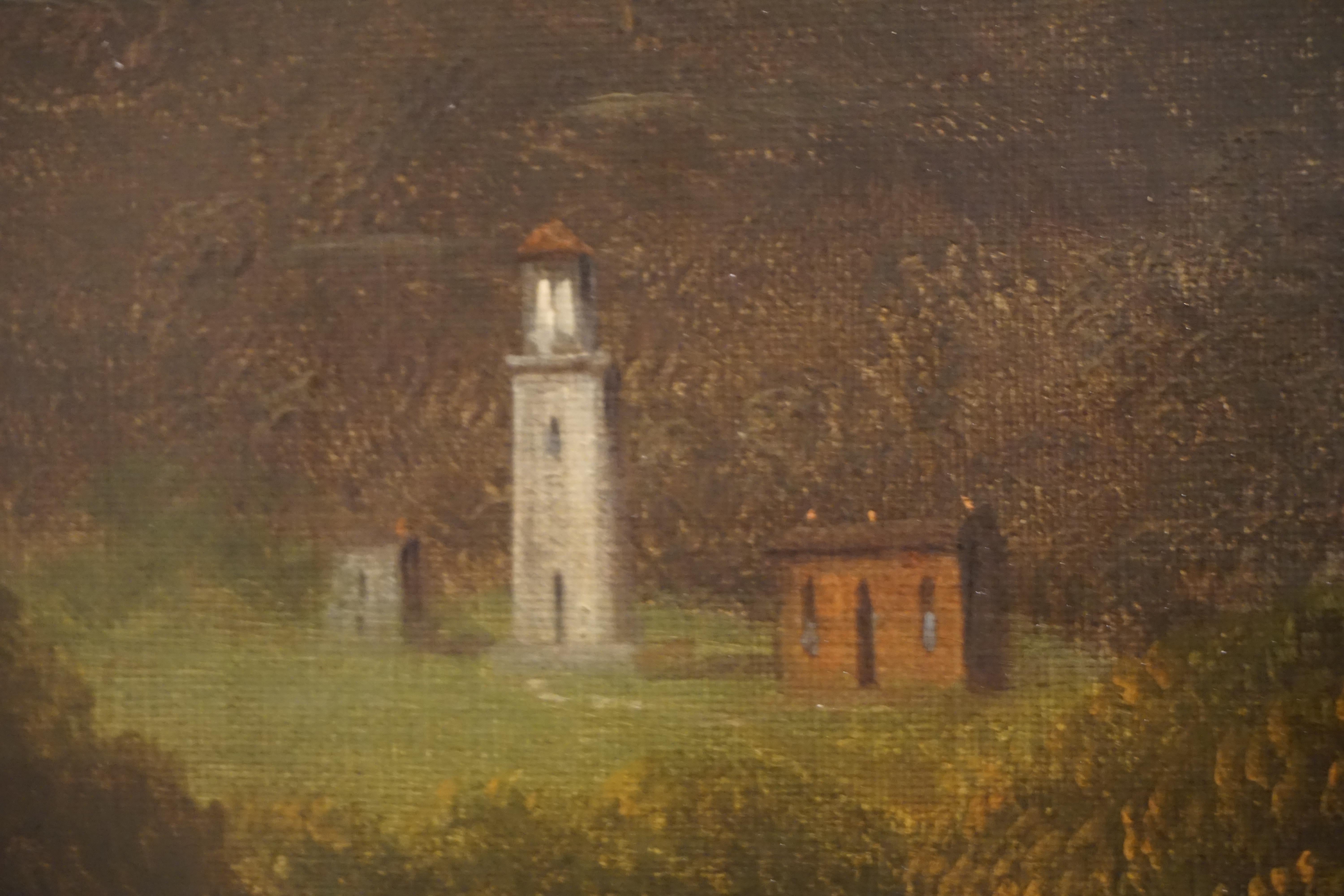 Edmund C. Coates, Oil on Canvas of Bartlett Lighthouse, Caldwell's Landing, 1867 In Good Condition In San Francisco, CA