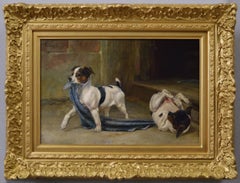 Dog portrait oil painting of two Jack Russell terrier puppies