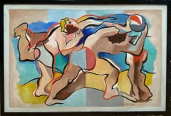 "AT THE BEACH" 1934 MODERN MASTERPIECE WACO TEXAS BAYLOR UNIVERSITY CHAIRMAN