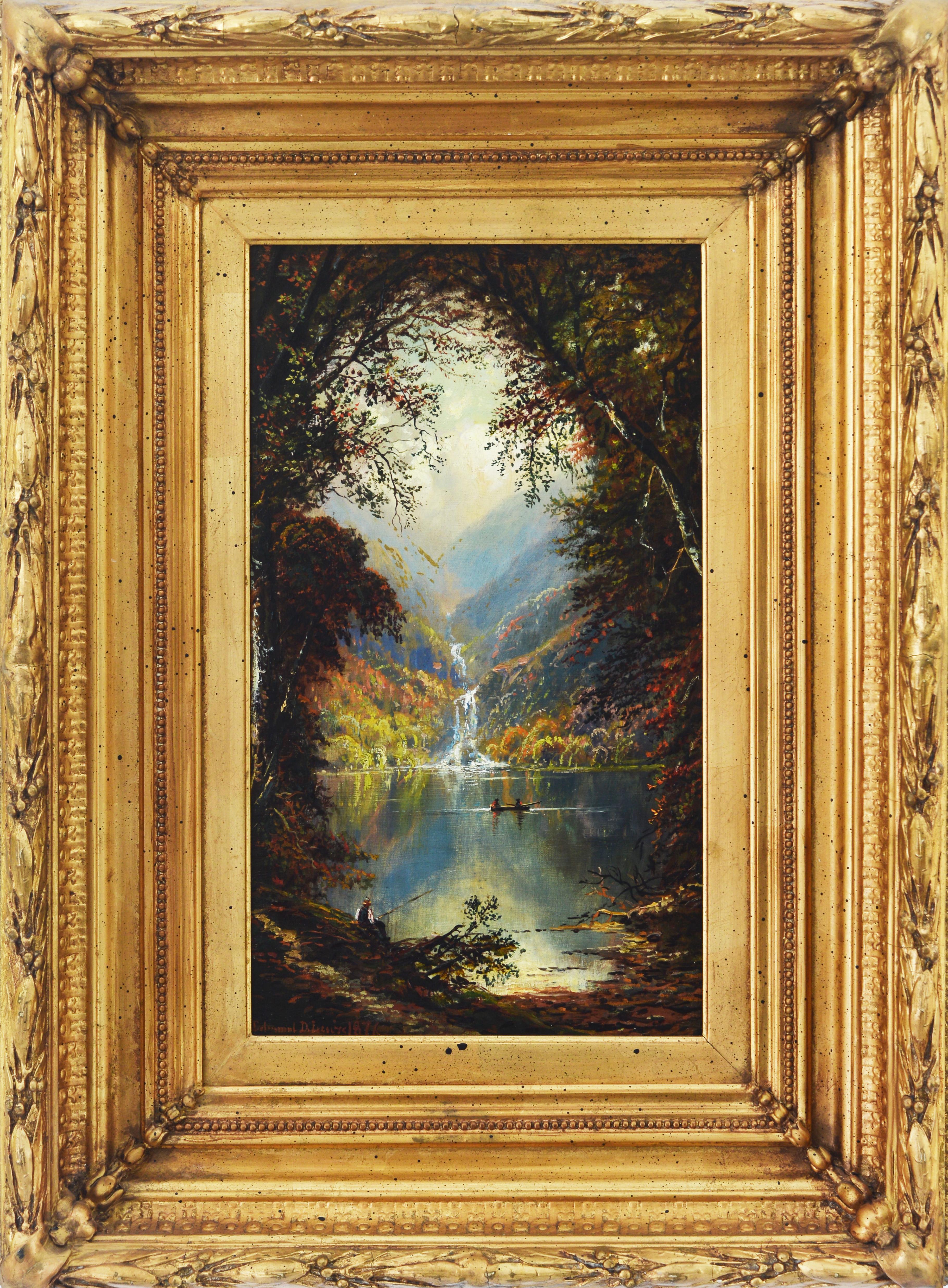 Glen Ellis falls Late Summer and Autumn (Diptych) - Hudson River School Painting by Edmund Darch Lewis