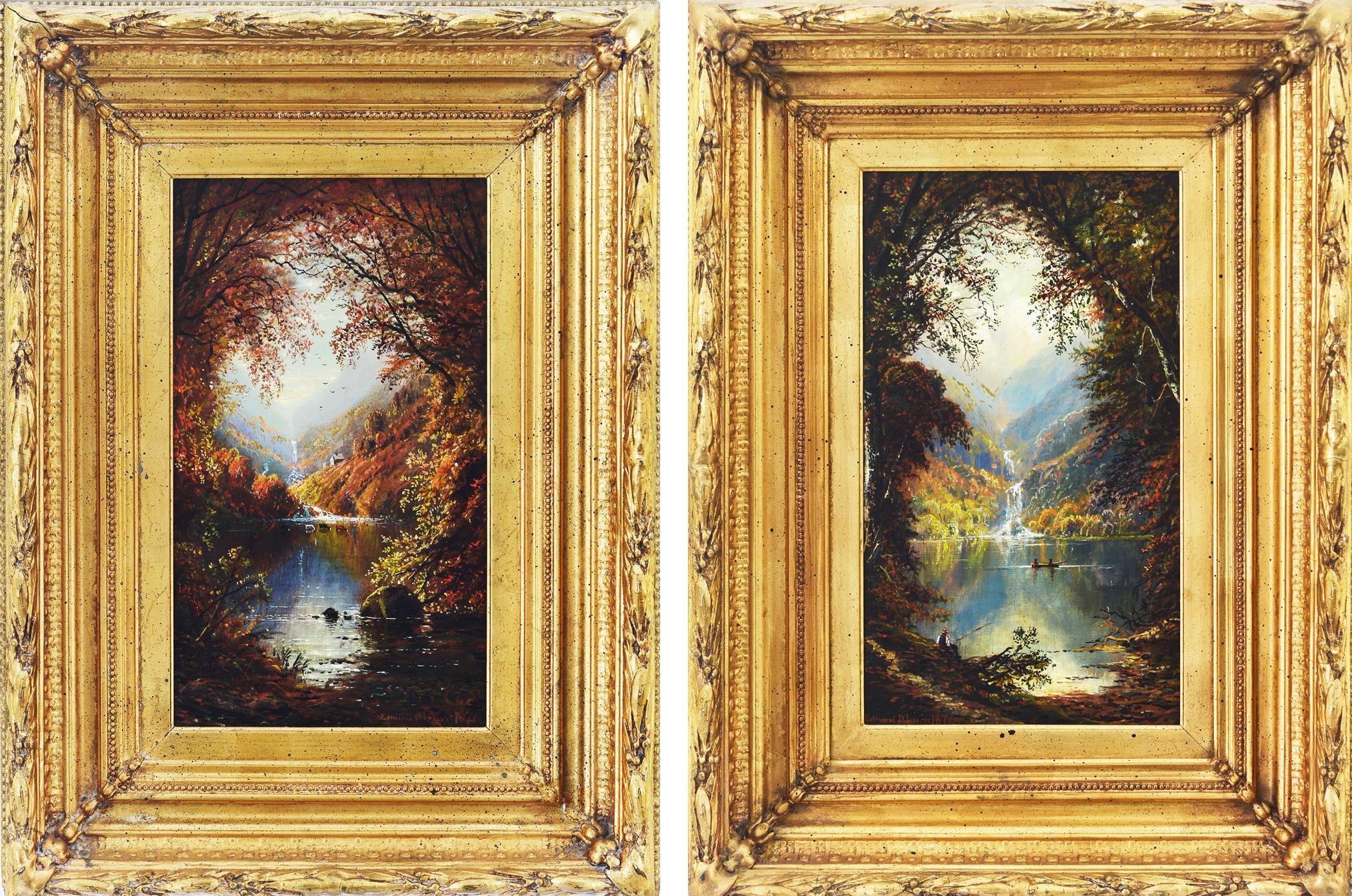 Edmund Darch Lewis Landscape Painting - Glen Ellis falls Late Summer and Autumn (Diptych)