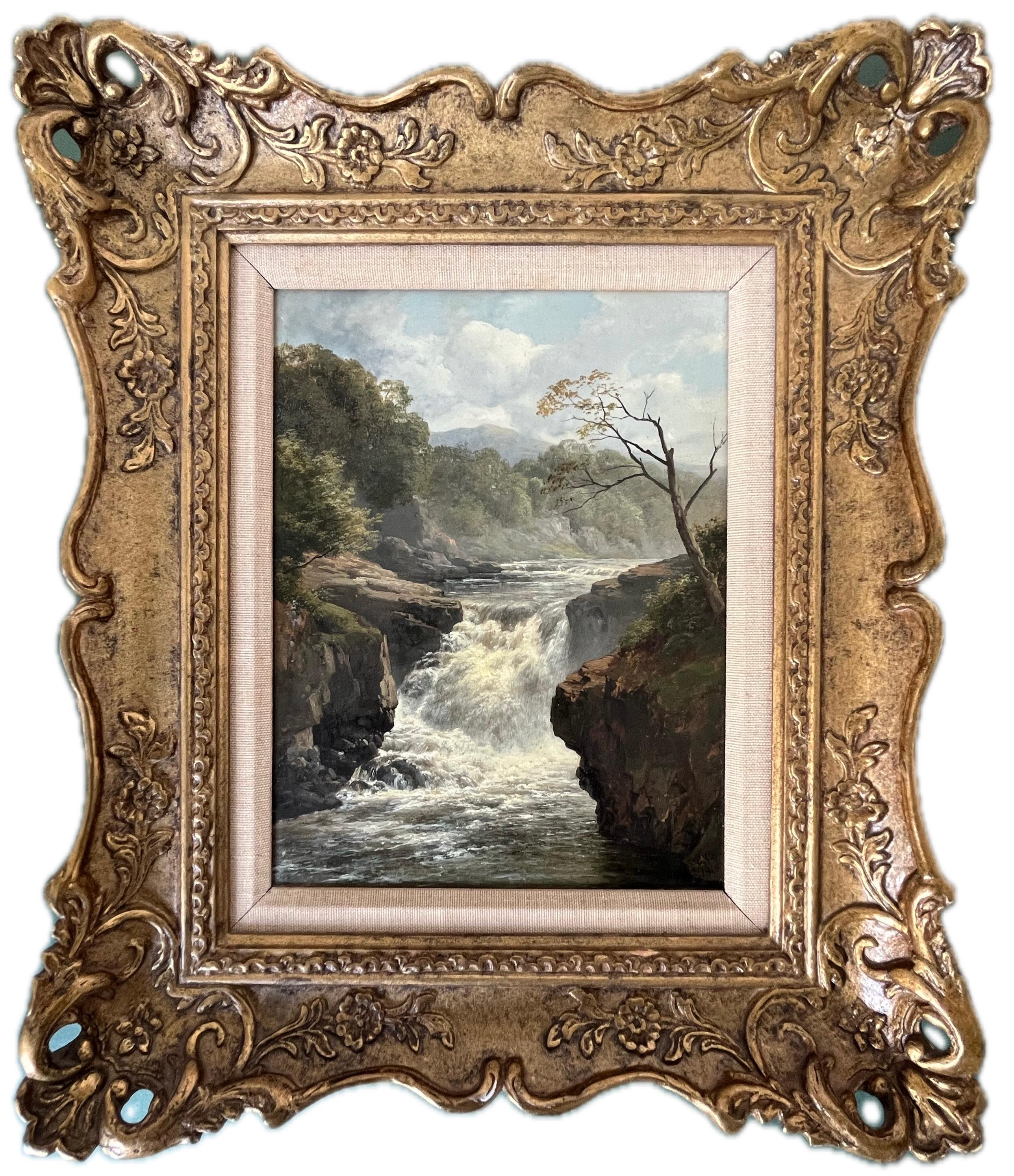 Edmund Gill, Wunderschönes viktorianisches Ölgemälde der Wasserfälle von Clyde, Wasserfall, Schottland im Angebot 10