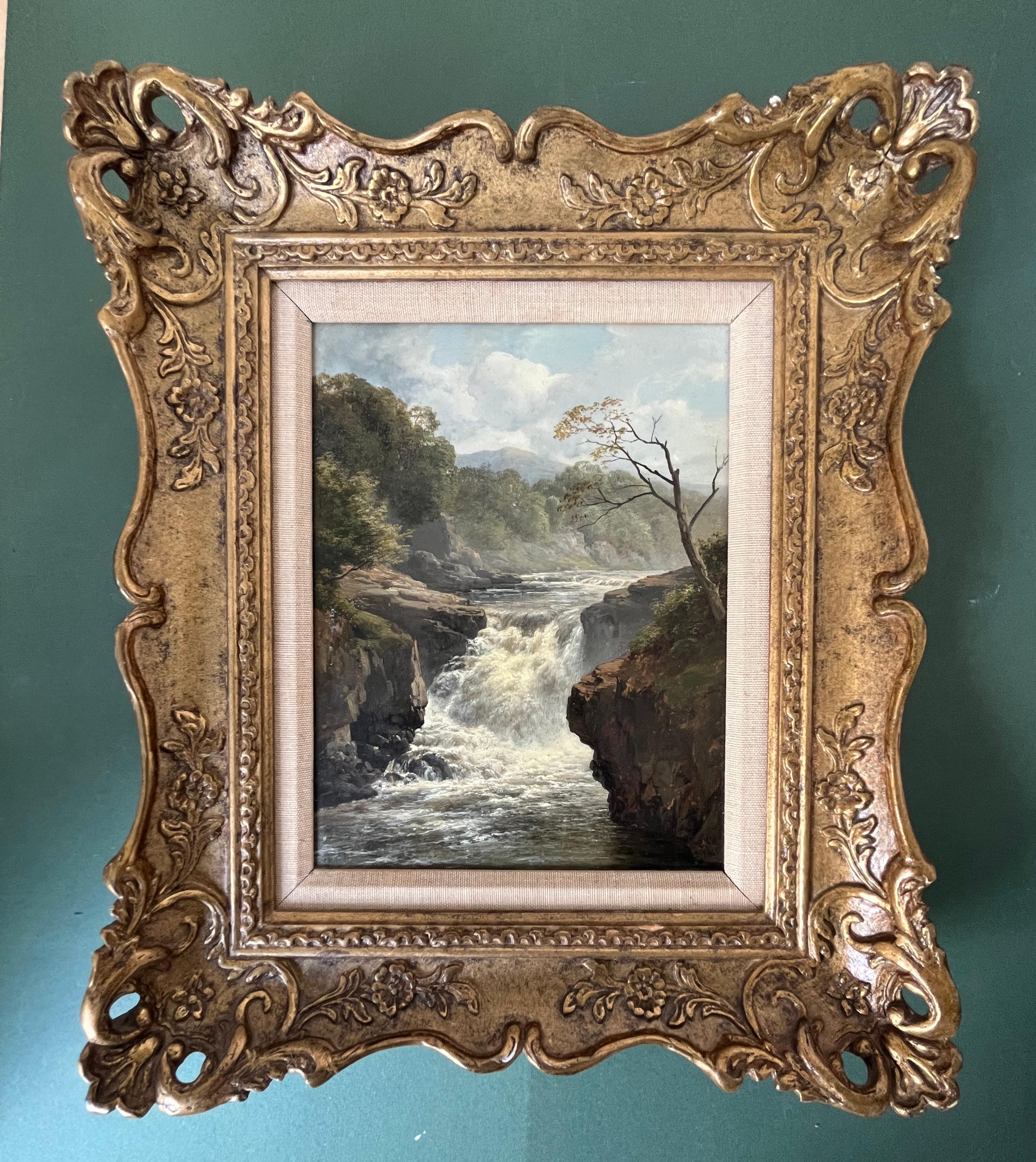 Edmund Gill, Wunderschönes viktorianisches Ölgemälde der Wasserfälle von Clyde, Wasserfall, Schottland im Angebot 3