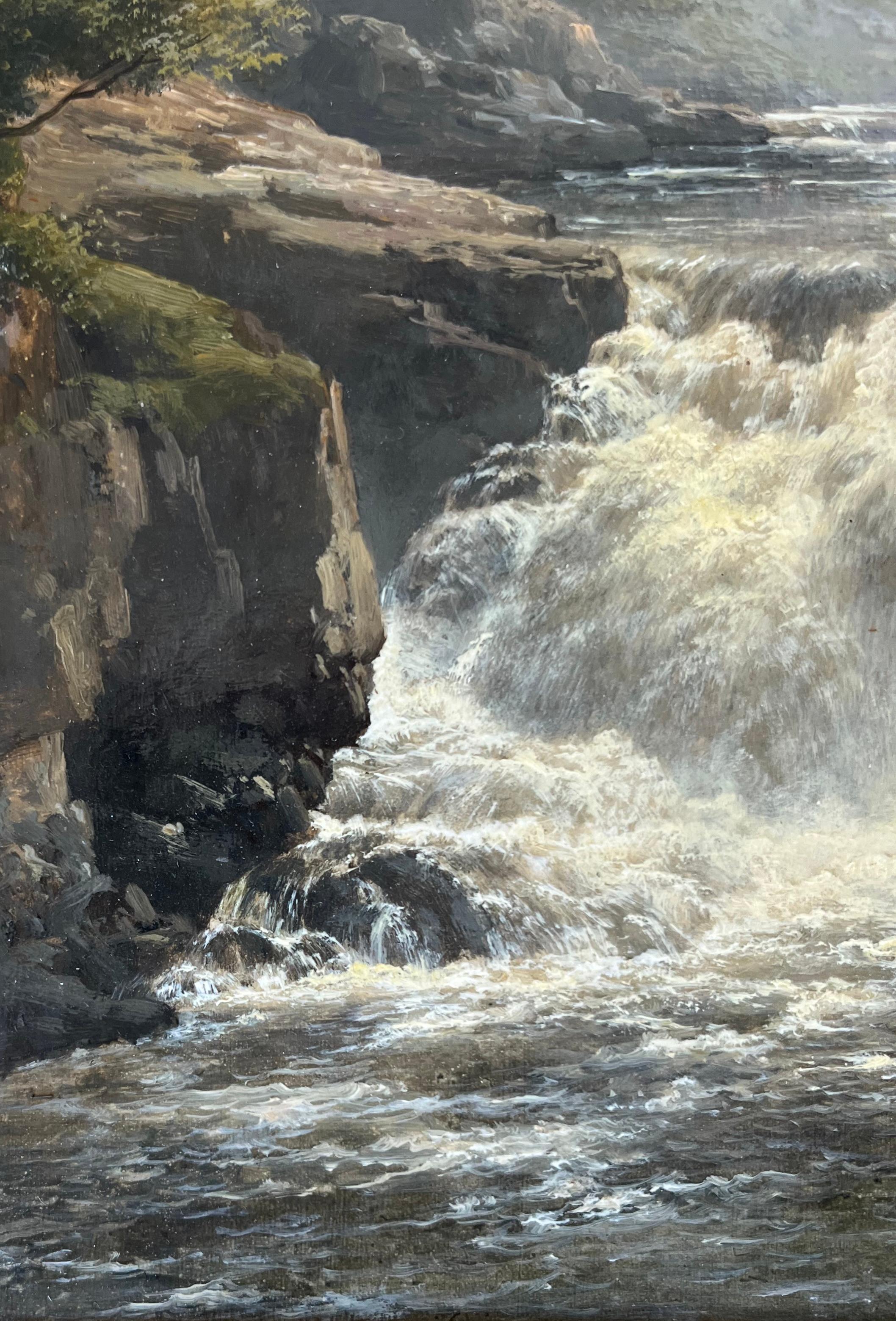 Edmund Gill, Wunderschönes viktorianisches Ölgemälde der Wasserfälle von Clyde, Wasserfall, Schottland im Angebot 4