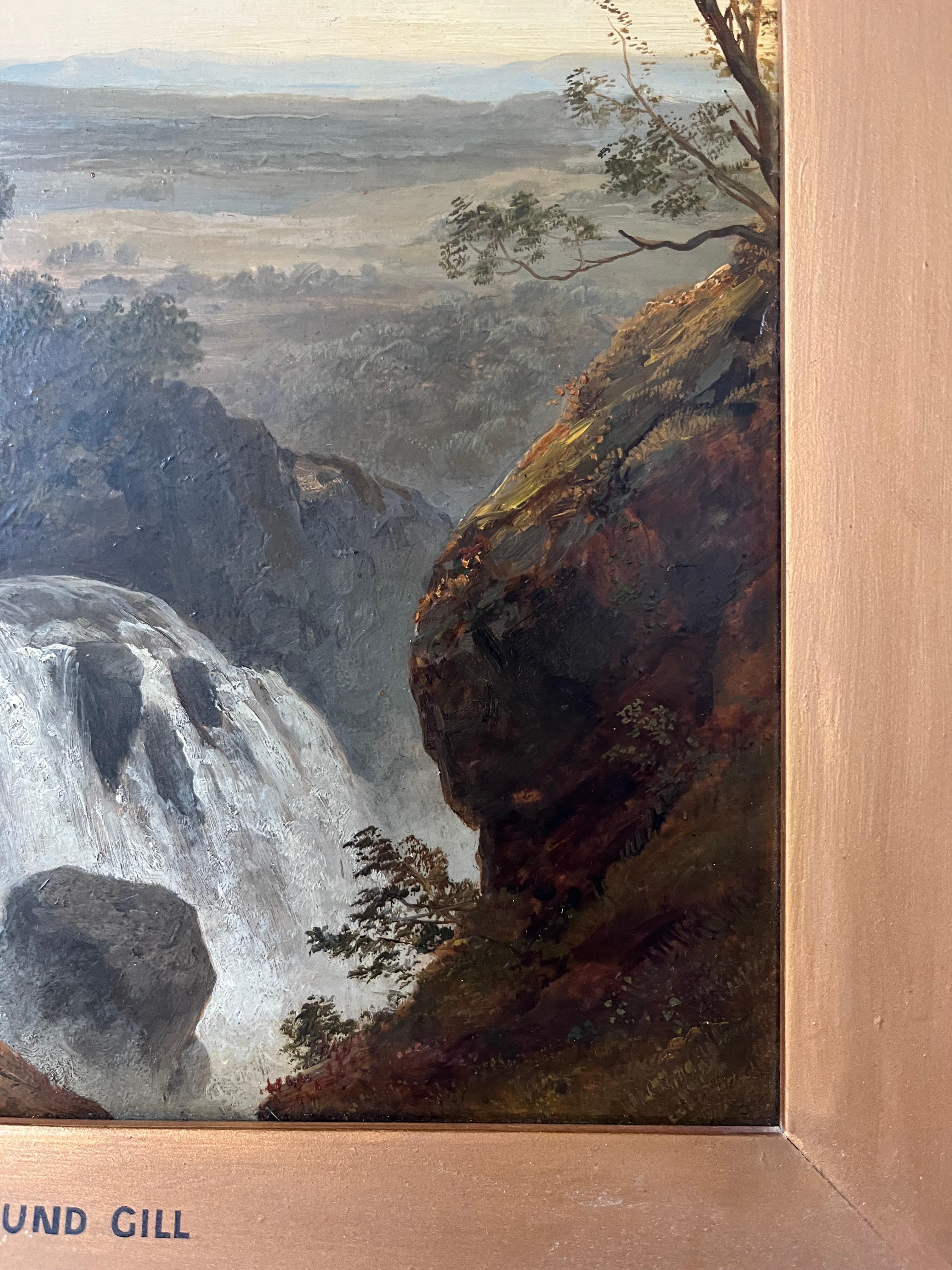 Wonderful Victorian oil of a waterfall in the Welsh or English mountains 7