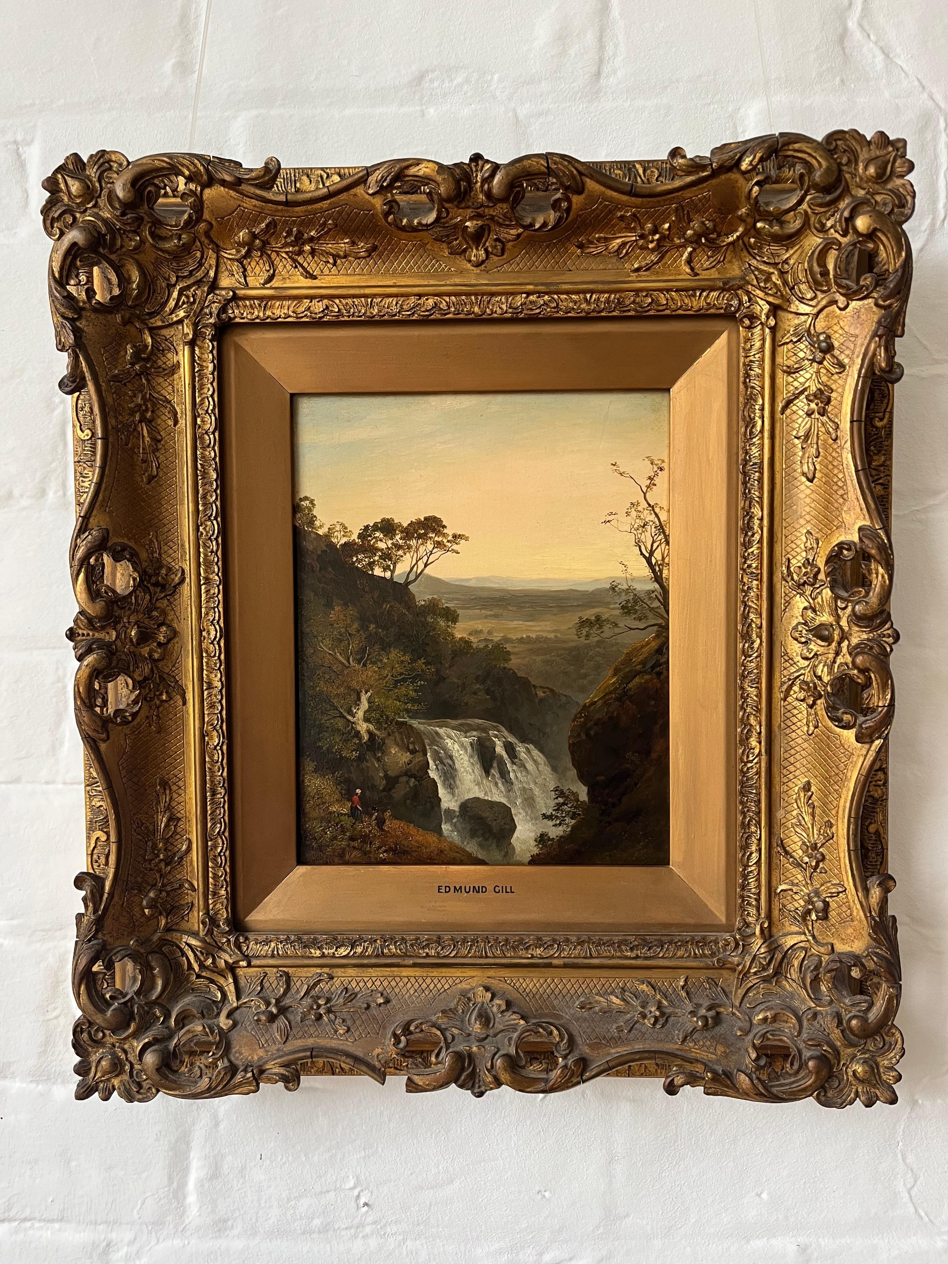 Wonderful Victorian oil of a waterfall in the Welsh or English mountains 10