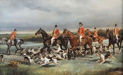 'The Hunt Meet' - A hunting scene with horses and hounds in a landscape