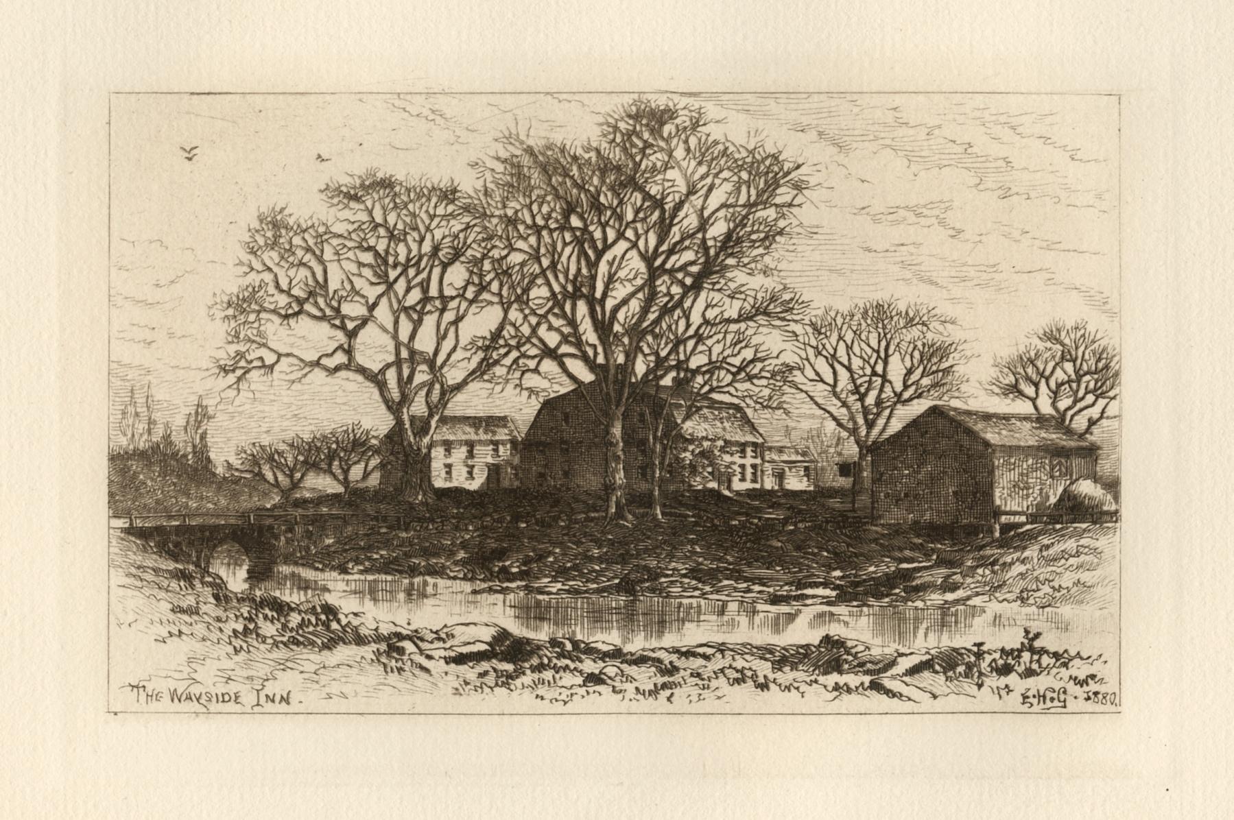 "The Wayside Inn" original etching - Print by Edmund Garrett