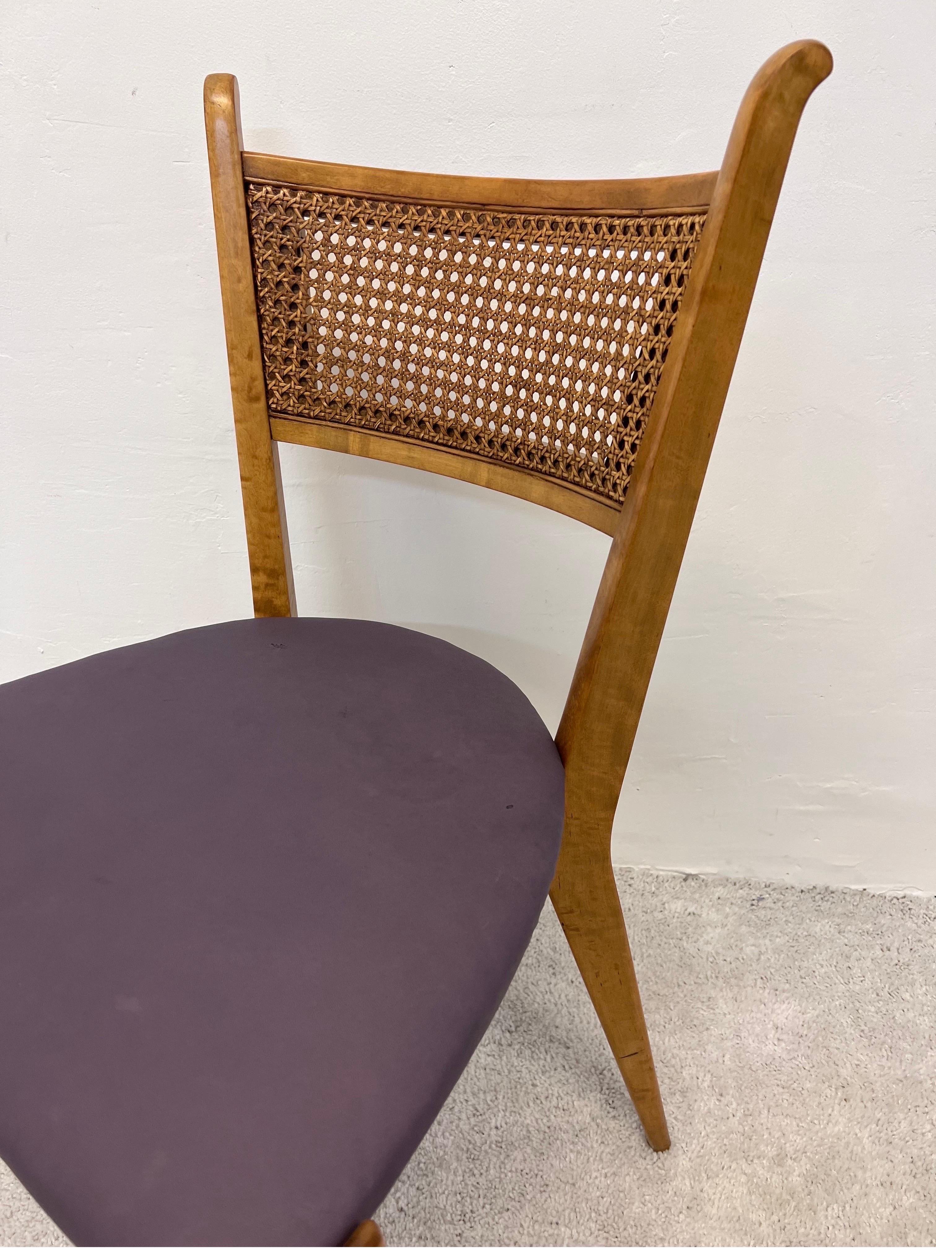 Edmund J Spence Cane Back Leather Dining or Side Chairs For Sale 4