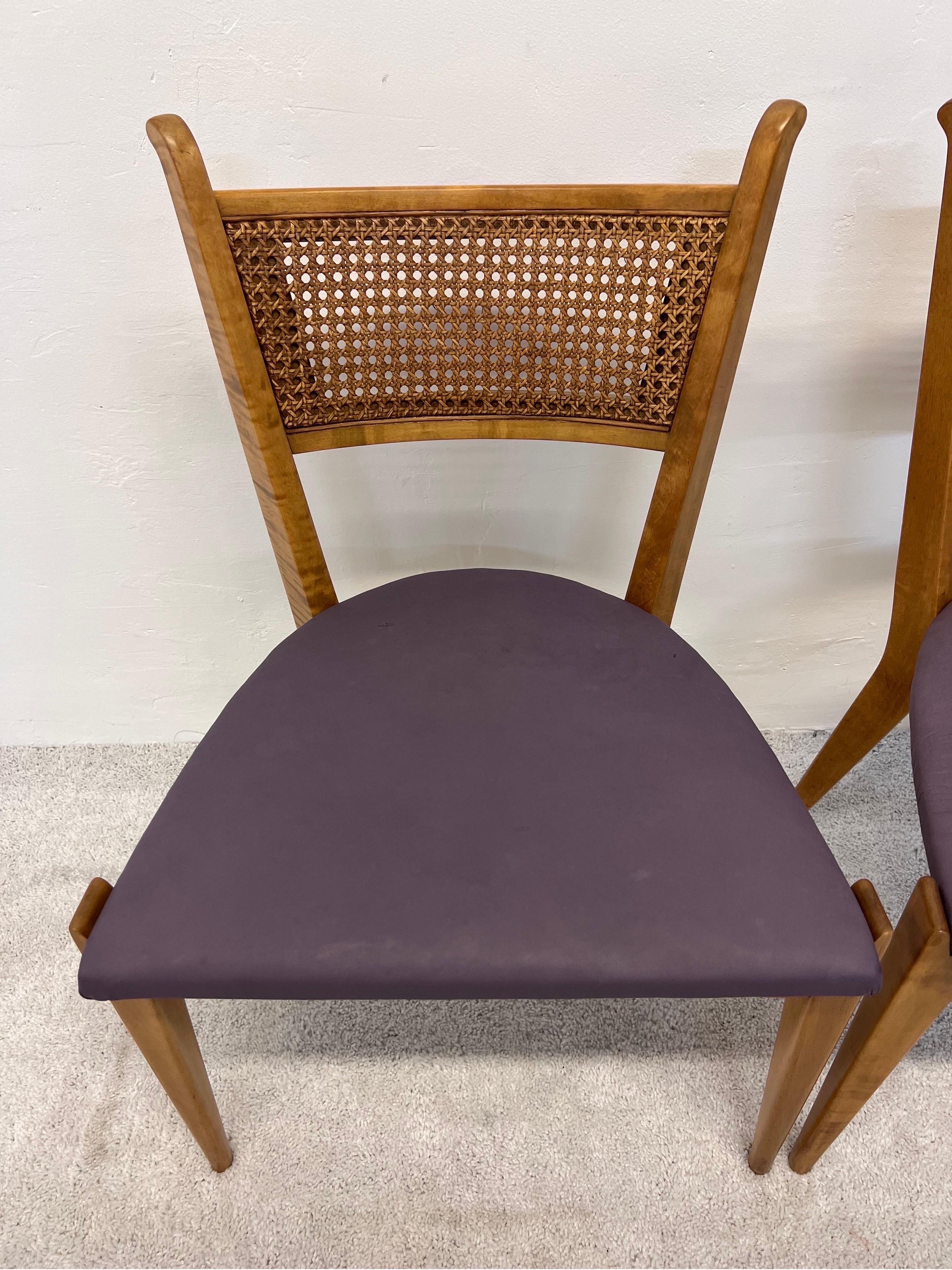 Edmund J Spence Cane Back Leather Dining or Side Chairs For Sale 5