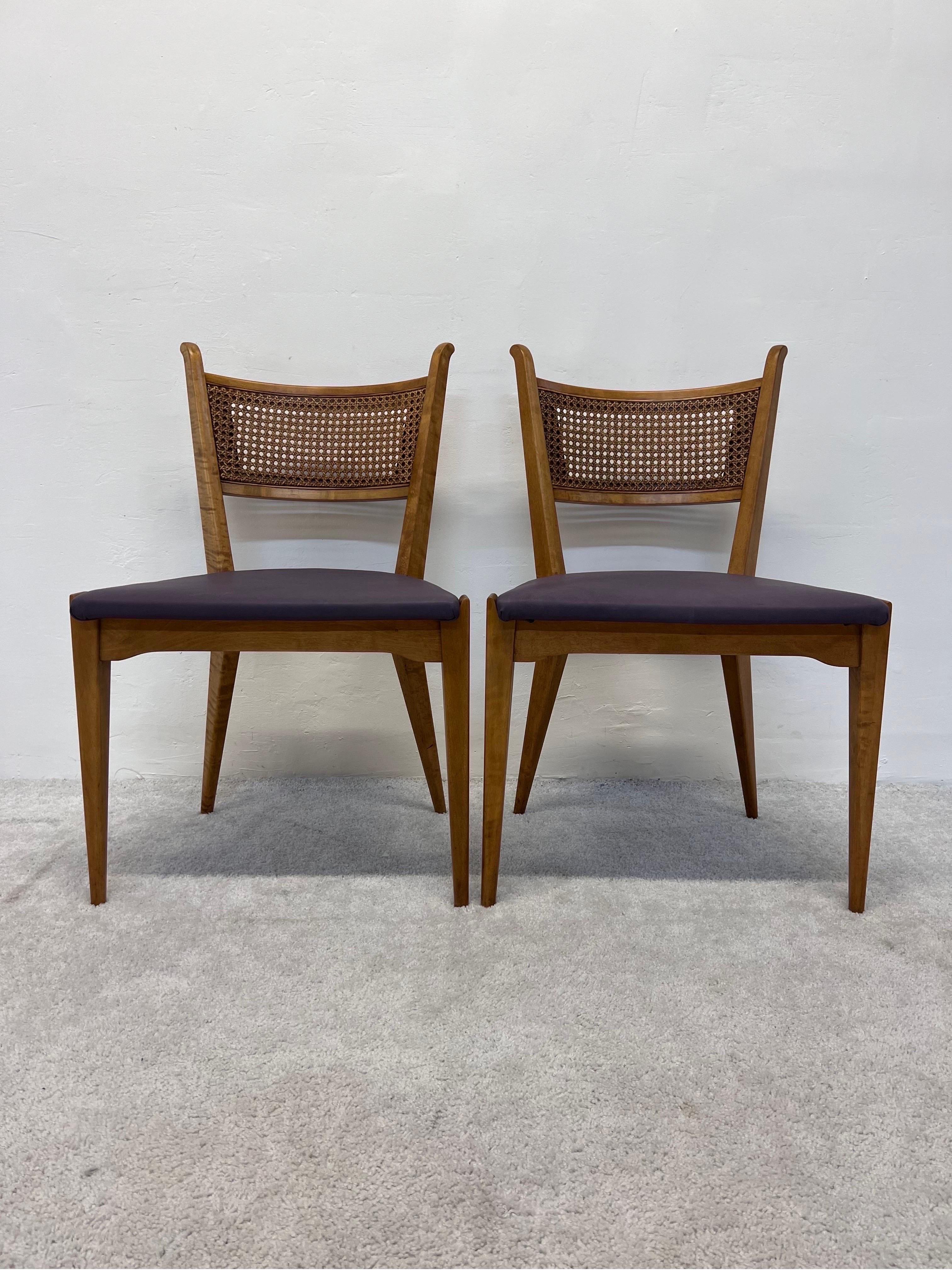 Edmund J Spence Cane Back Leather Dining or Side Chairs For Sale 8