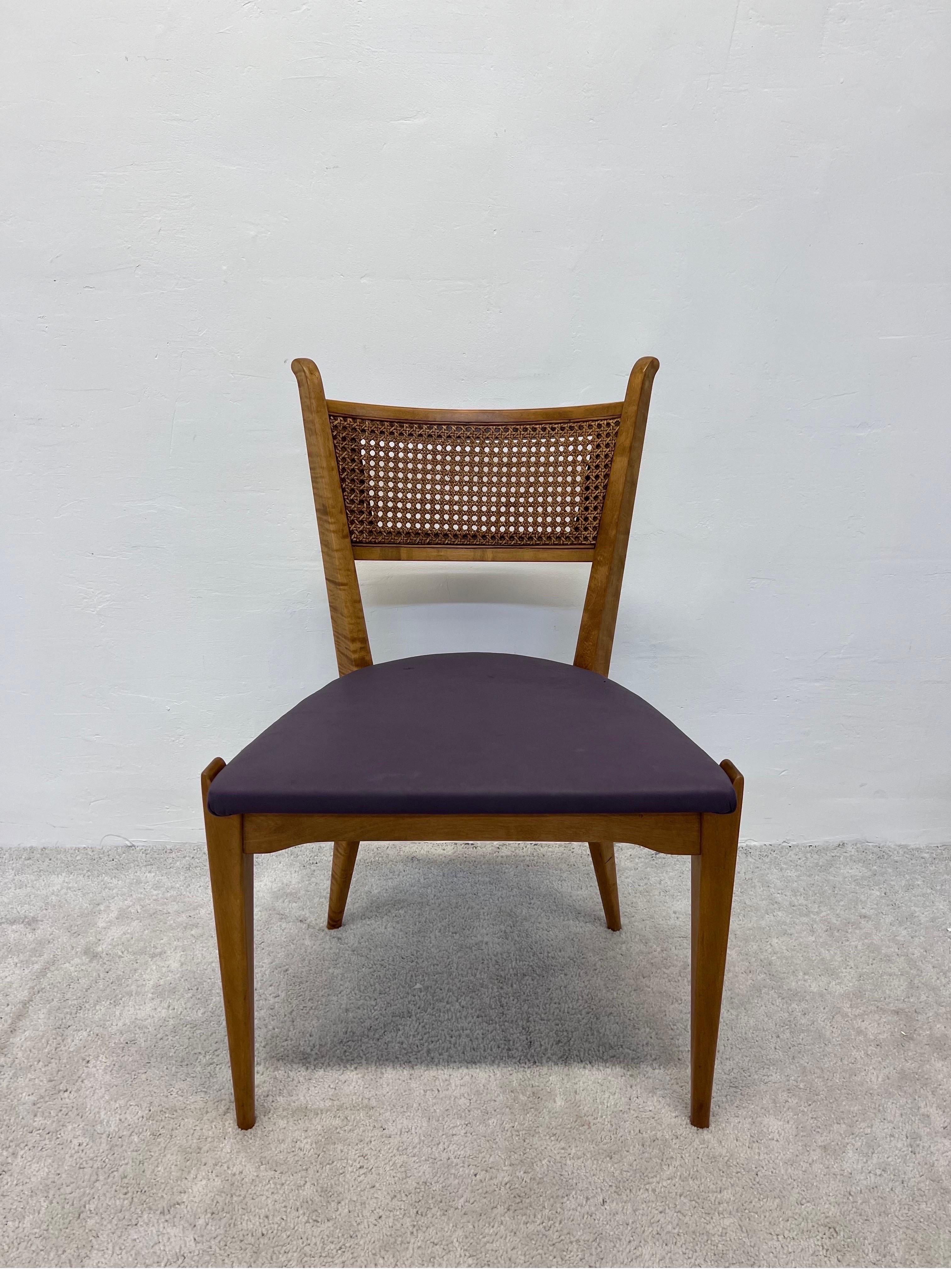 Edmund J Spence Cane Back Leather Dining or Side Chairs For Sale 1