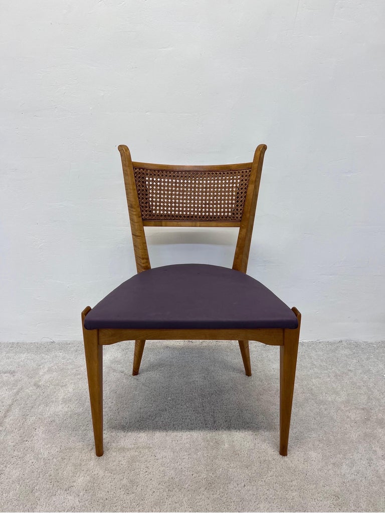Edmund J Spence Cane Back Leather Dining or Side Chairs For Sale at 1stDibs