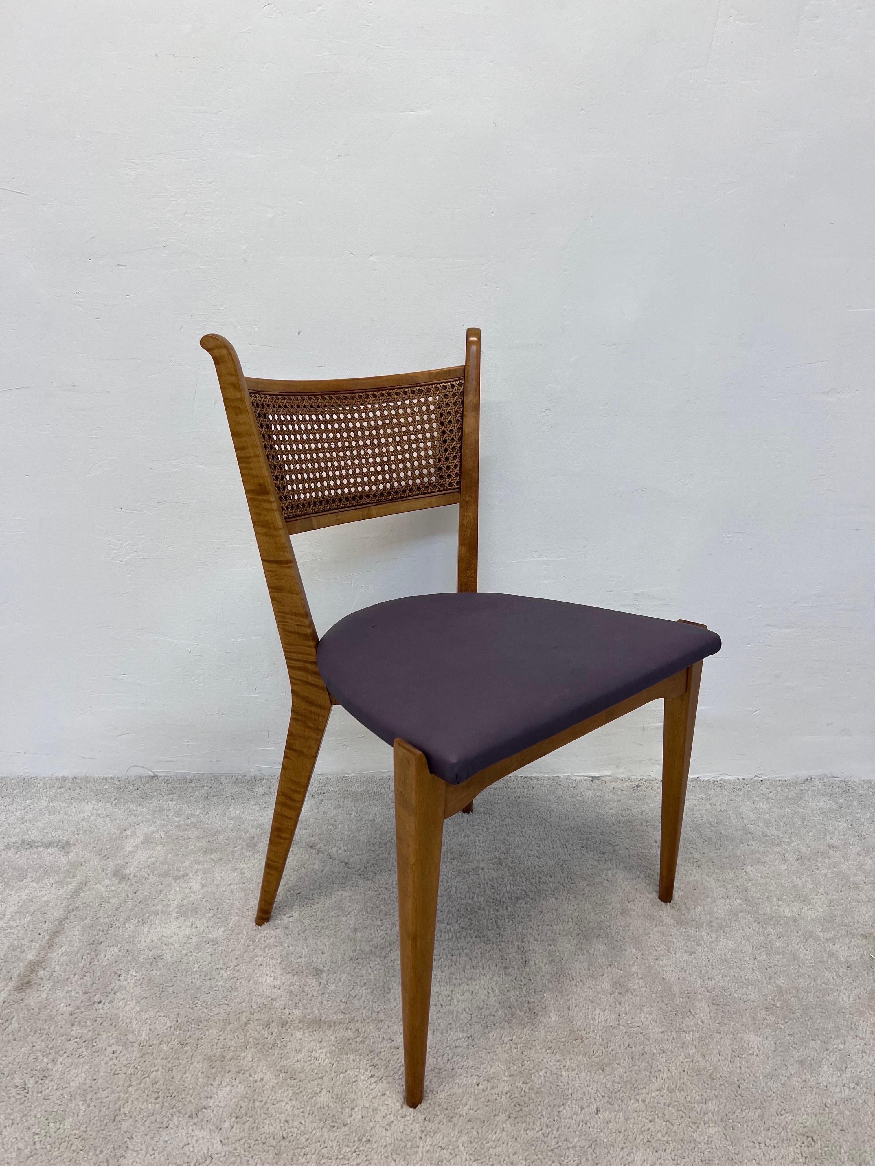 Edmund J Spence Cane Back Leather Dining or Side Chairs For Sale 2