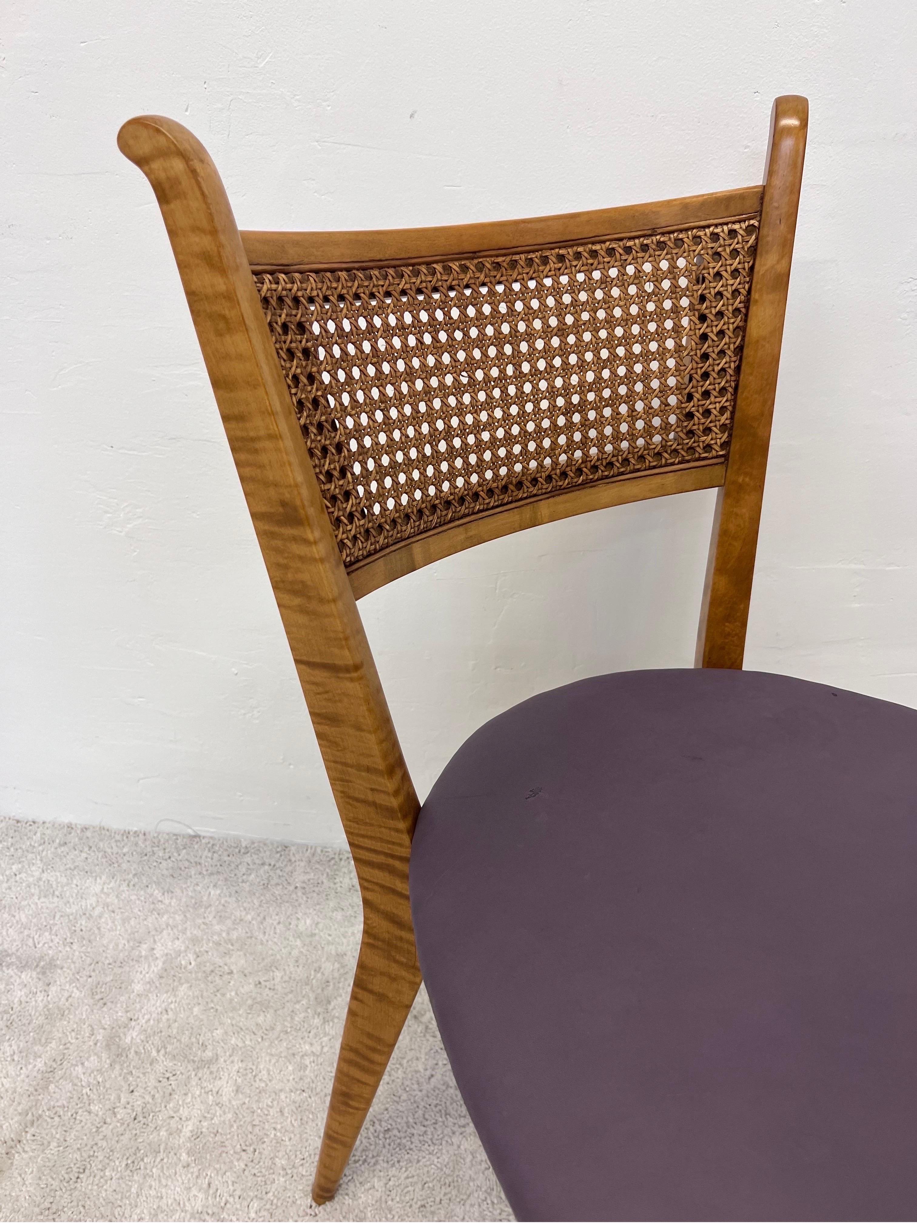 Edmund J Spence Cane Back Leather Dining or Side Chairs For Sale 3