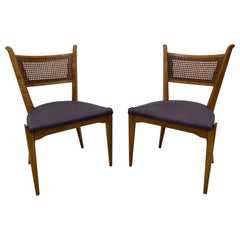Edmund J Spence Cane Back Leather Dining or Side Chairs