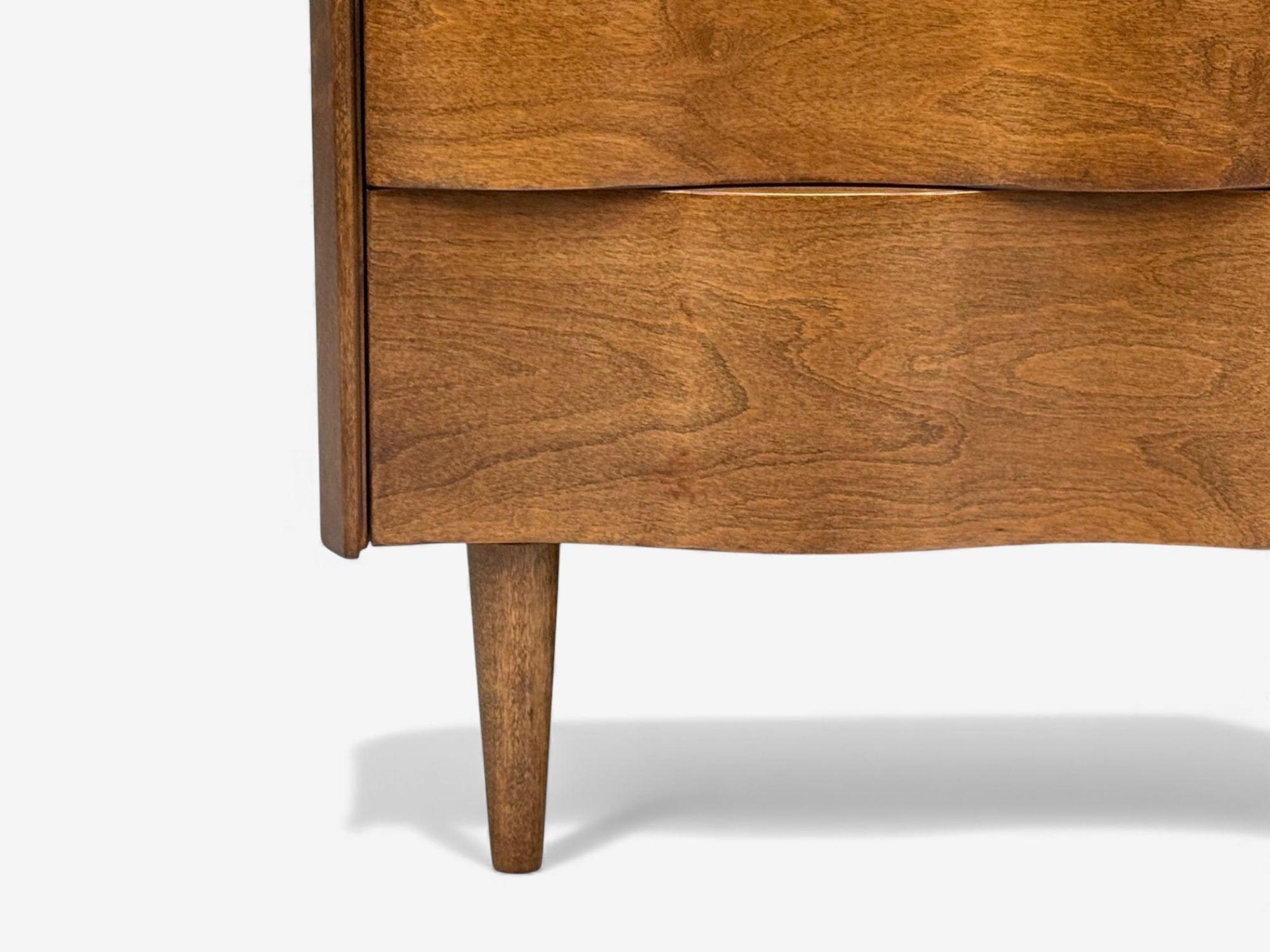 Edmund J Spence, Swedish Modern, Maple, Wave Highboy, Sweden, 1950s For Sale 5