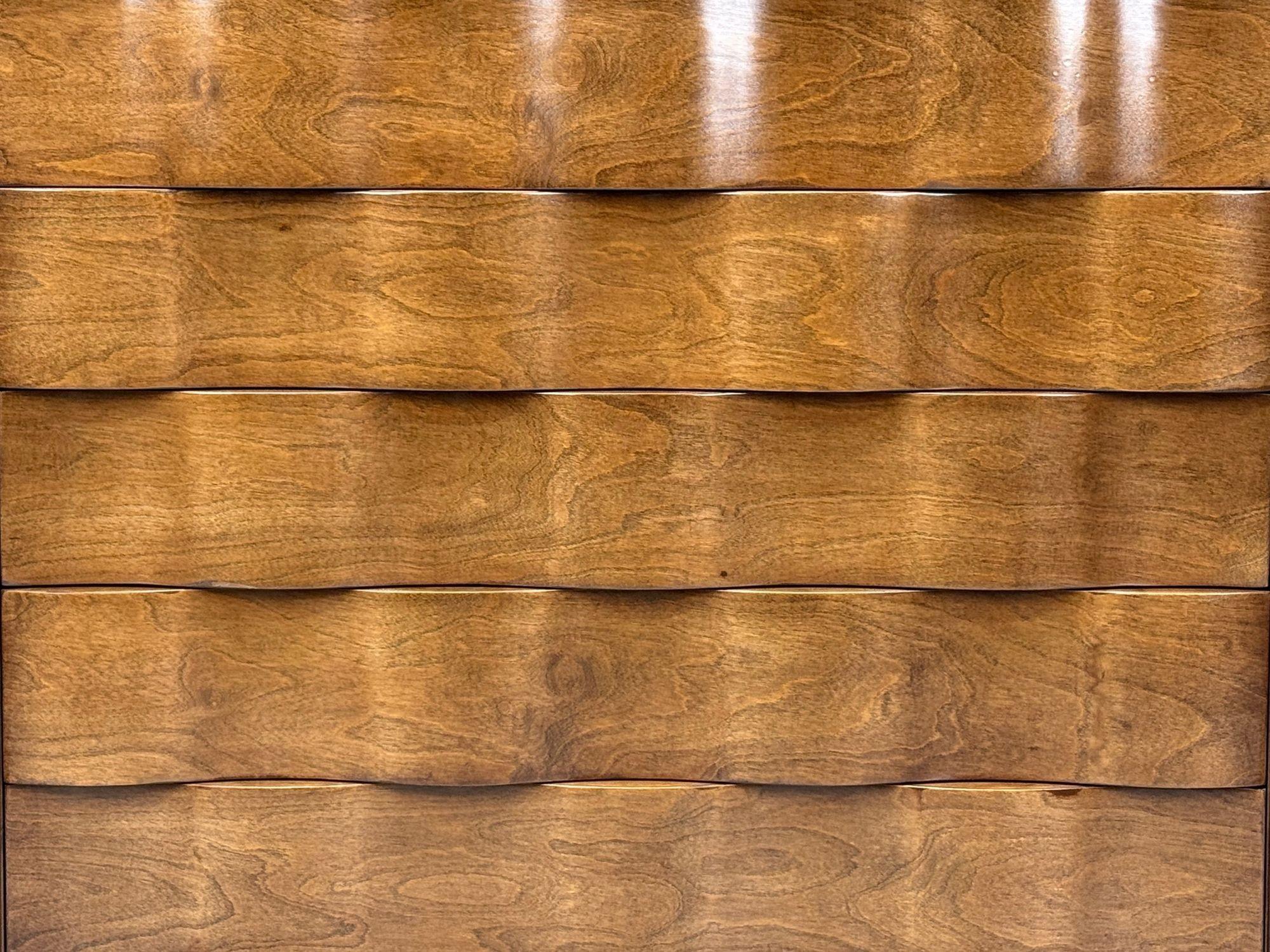 Edmund J Spence, Swedish Modern, Maple, Wave Highboy, Sweden, 1950s For Sale 1