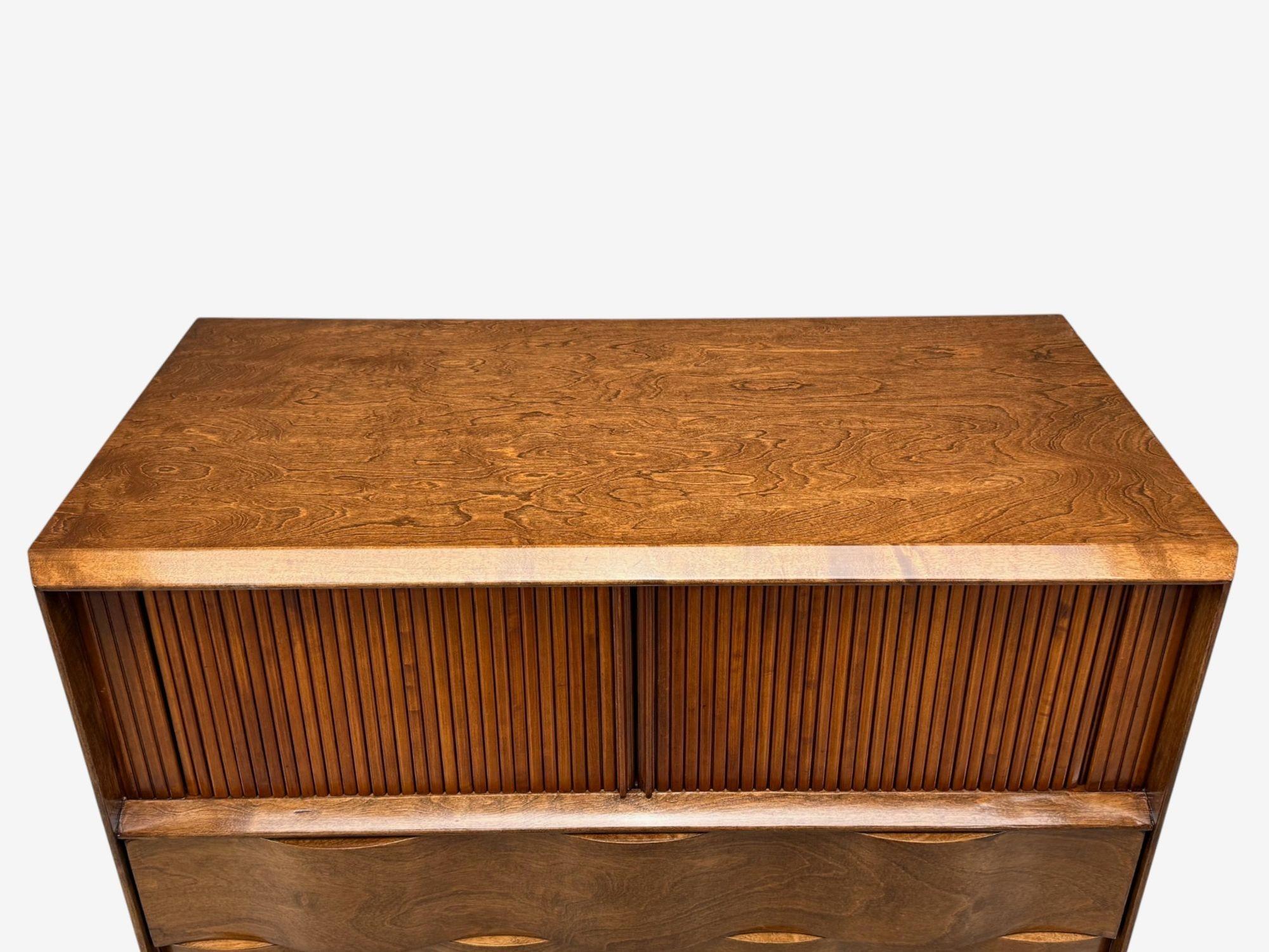Edmund J Spence, Swedish Modern, Maple, Wave Highboy, Sweden, 1950s For Sale 4
