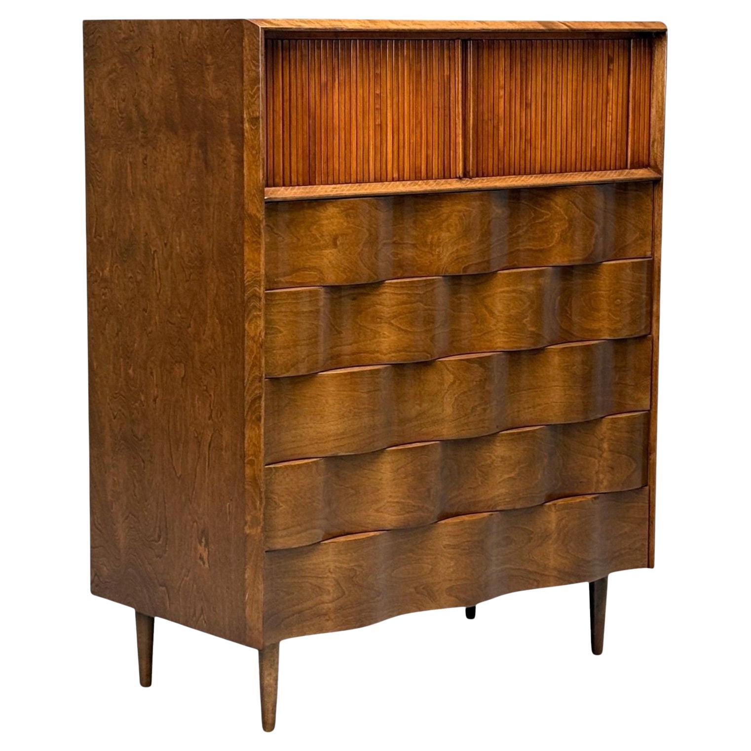 Edmund J Spence, Swedish Modern, Maple, Wave Highboy, Sweden, 1950s