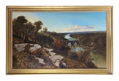 19th Century Oil Painting Landscape of Richmond Yorkshire England