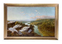 19th Century Spring Landscape Oil Study of Richmond Yorkshire England