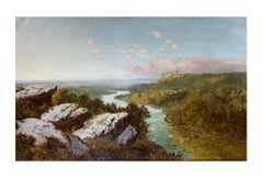 19th Century Spring Landscape Oil Study of Richmond Yorkshire England