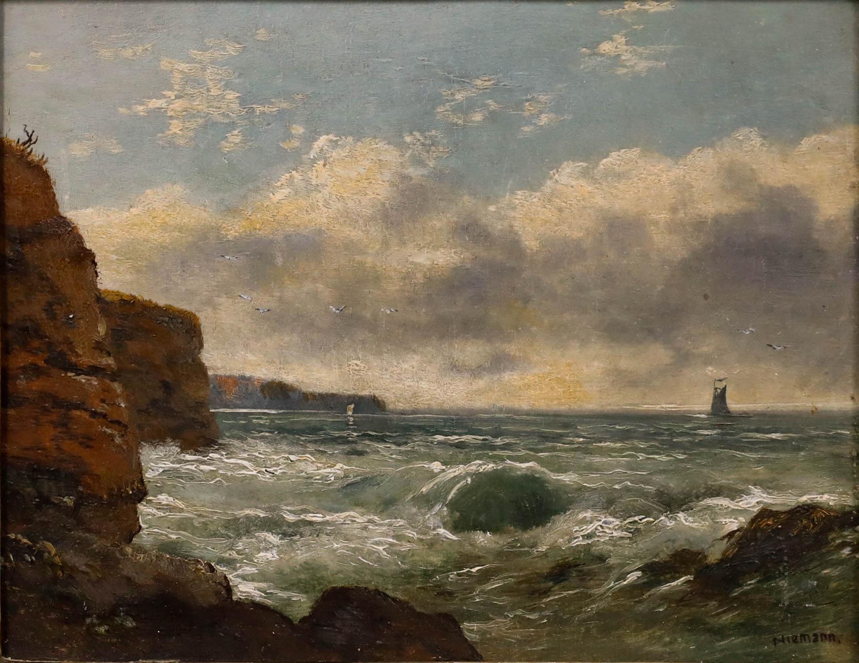 Edmund John Niemann (1813-1876) - Gerahmtes Öl aus dem 19. Jahrhundert, Vor dem Sturm 1