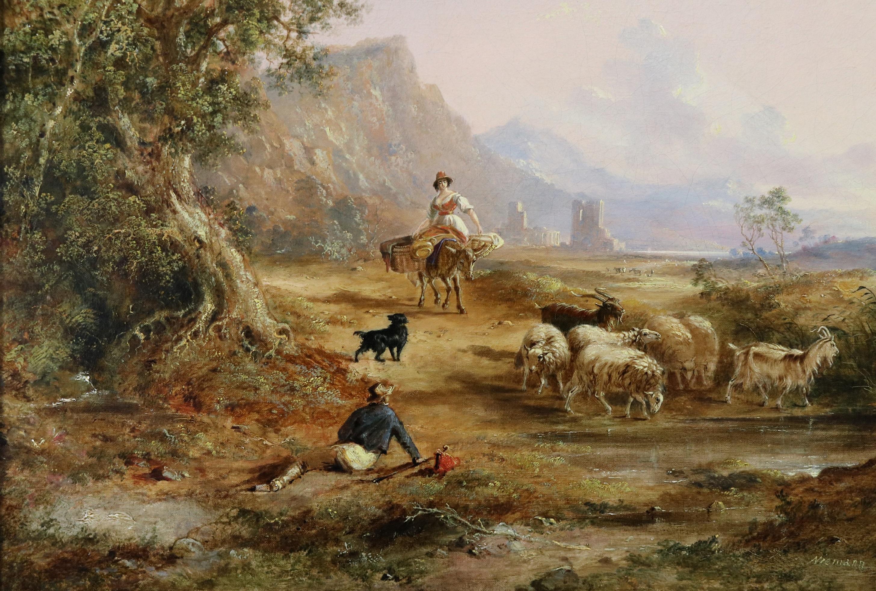 Fabbriche di Careggine - Ölgemälde der Toskana, Italien, Mitte des 19. Jahrhunderts (Braun), Figurative Painting, von Edmund John Niemann