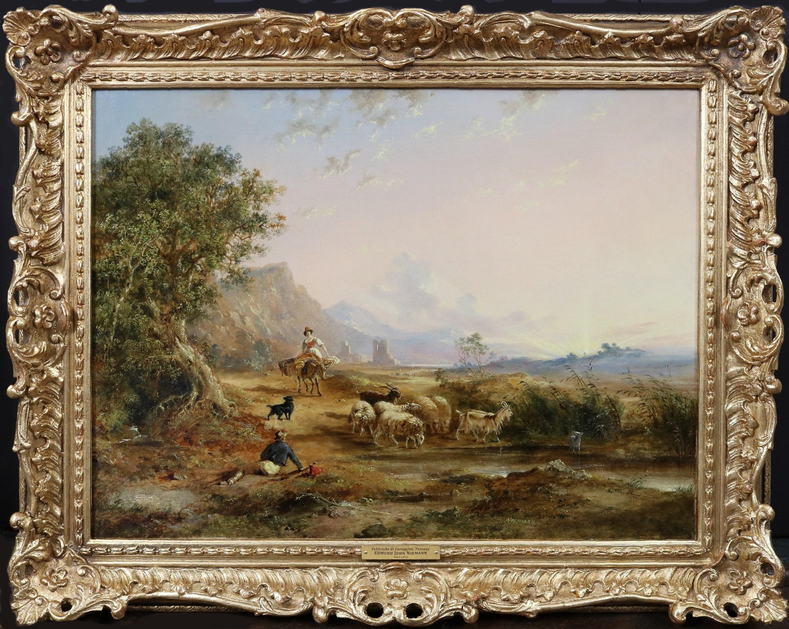 Fabbriche di Careggine - Pittura ad olio della metà del XIX secolo con immagini delle colline toscane