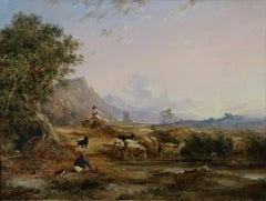 Raffinato dipinto a olio del XIX secolo raffigurante le rovine di Fabbriche di Careggine in Toscana