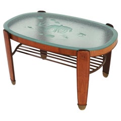 Edmund Jorgensen Deco Walnut & Glass Coffee Table