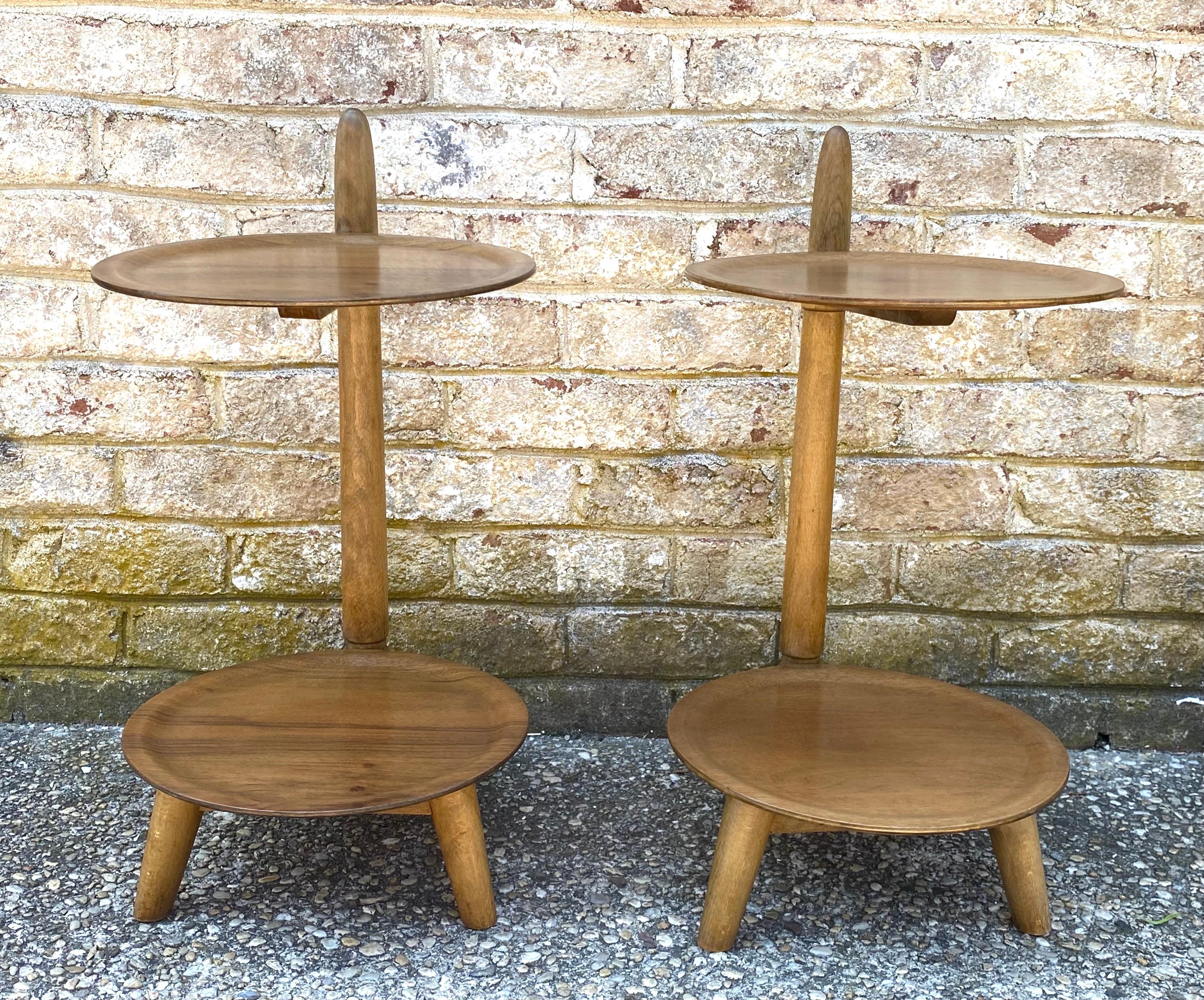 Pair of Edmund Jorgensen side tables.... interesting two-tiered design.... 