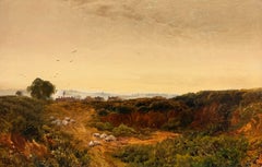 Sheep Resting In The Autumnal Sunset Fine 19th Century British Oil Painting