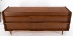 Edmund Spence Attributed Large 6 Drawers Walnut Dresser W/ Gallery Top Cone Legs
