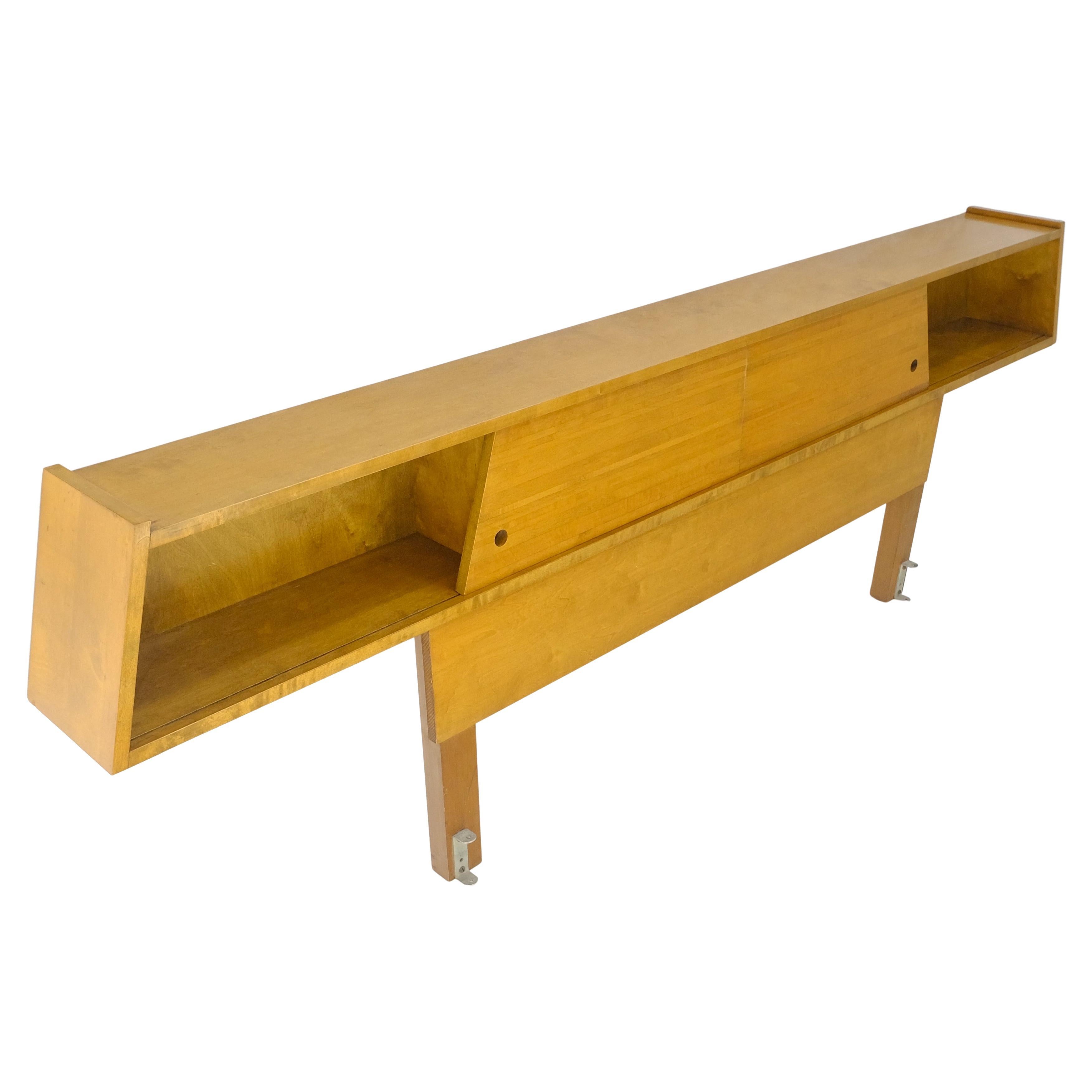 Edmund Spence Blond Birch 92" Long Headboard Bed w/ Storage Compartment c1960s im Angebot