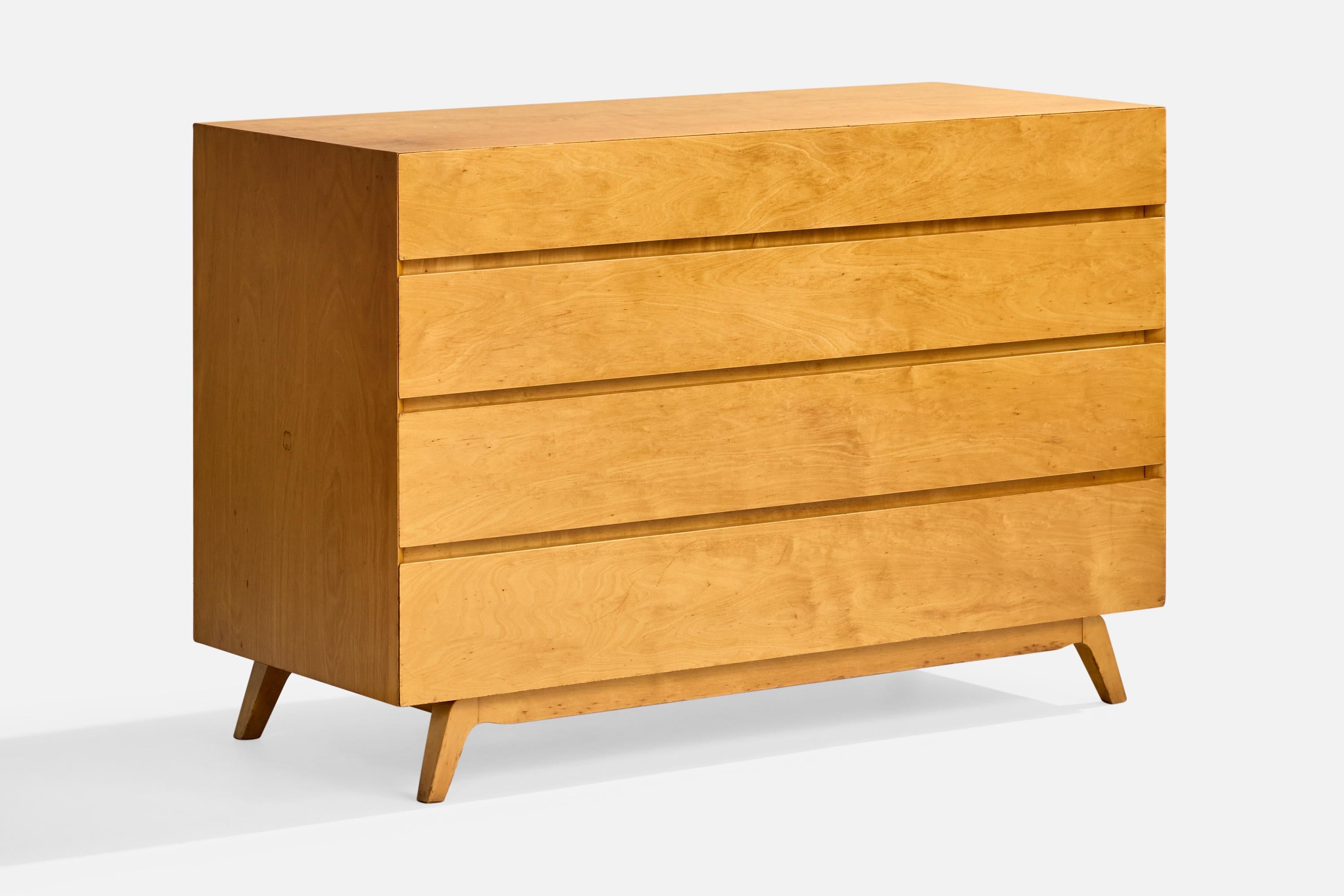 A birch chest of drawers designed by Edmund Spence and produced in Sweden, c. 1950s.

Overall Dimensions (inches): 31.0